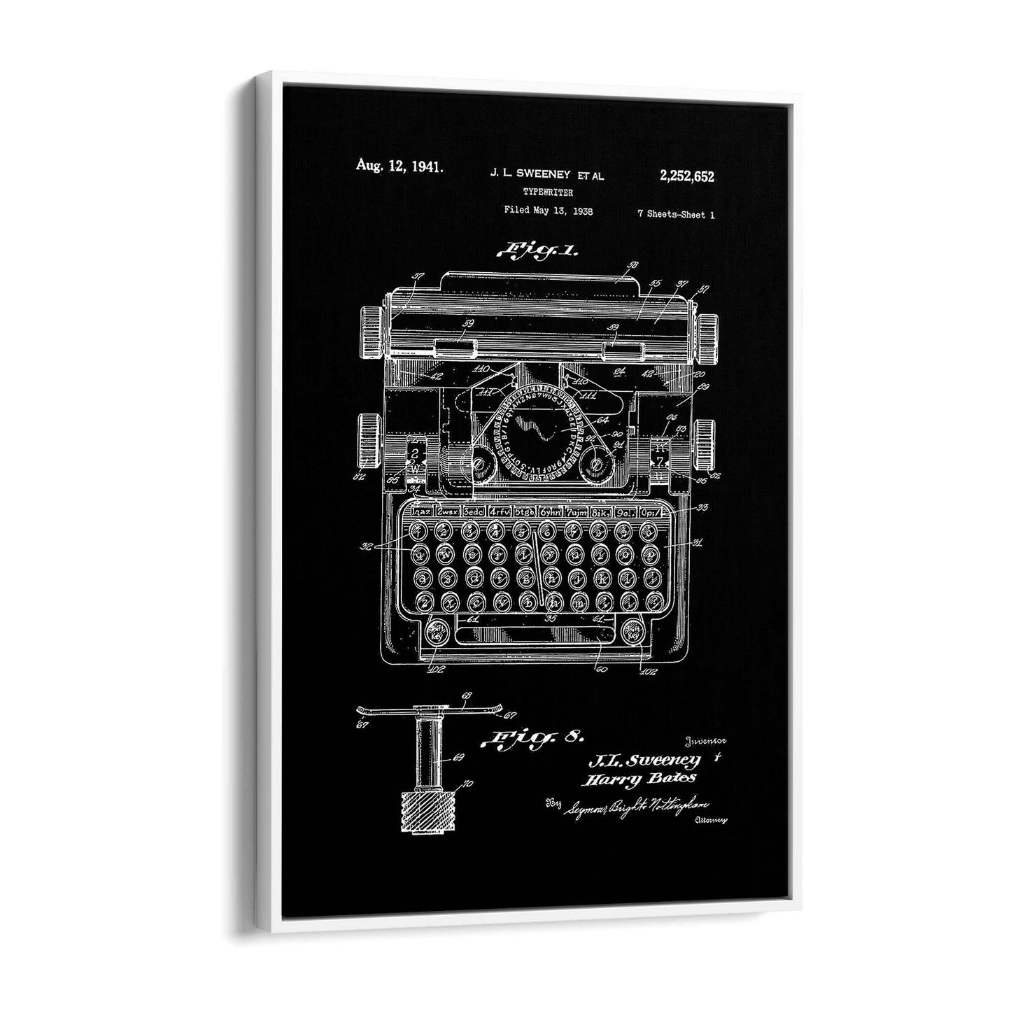 Vintage Typewriter Black Patent Wall Art #3 - The Affordable Art Company