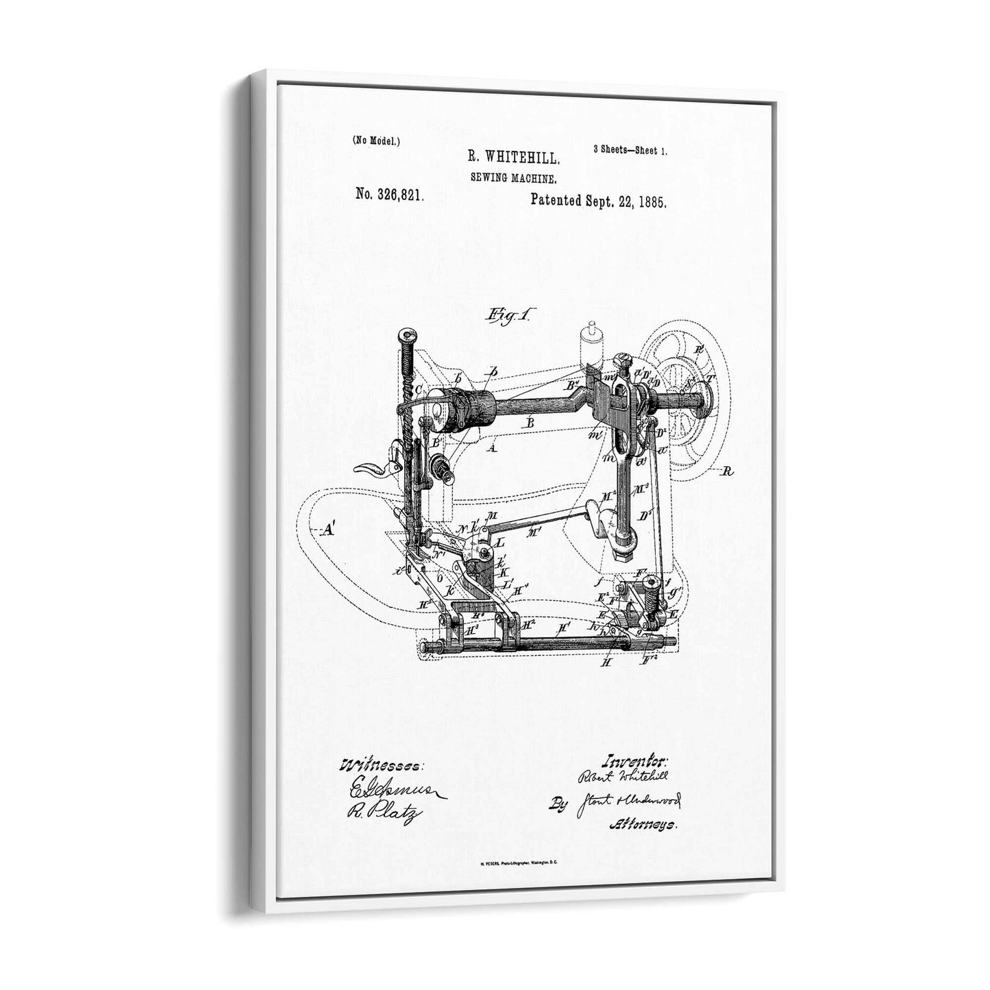 Vintage Sewing Machine Patent Wall Art #2 - The Affordable Art Company