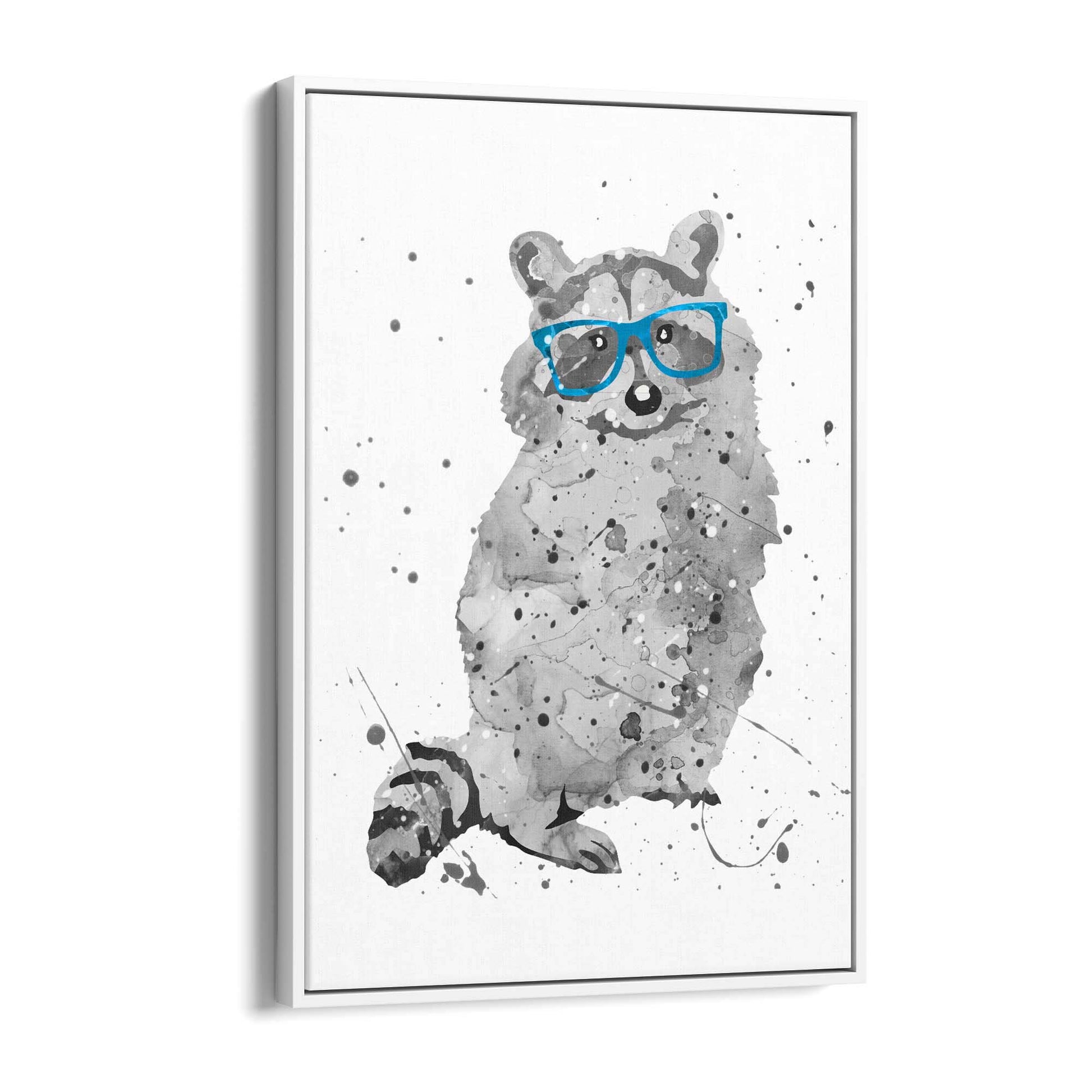 Raccoon Nursery Cartoon Cute Baby Wall Art - The Affordable Art Company