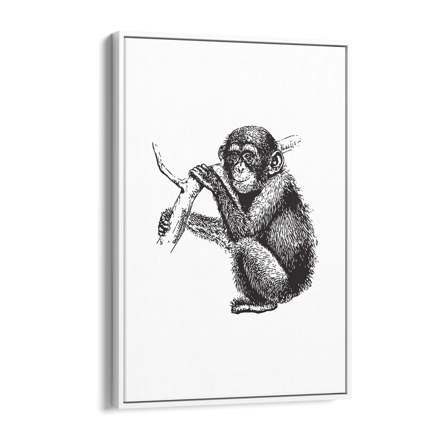 Monkey Baby Drawing Animal Jungle Wall Art - The Affordable Art Company