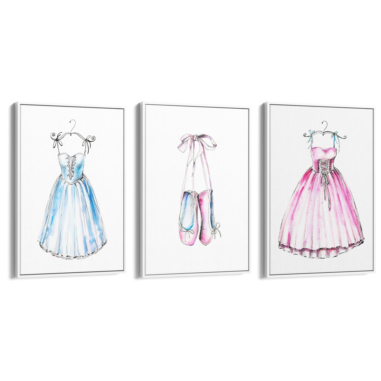 Set of Cute Ballerina Girls Bedroom Ballet Wall Art - The Affordable Art Company