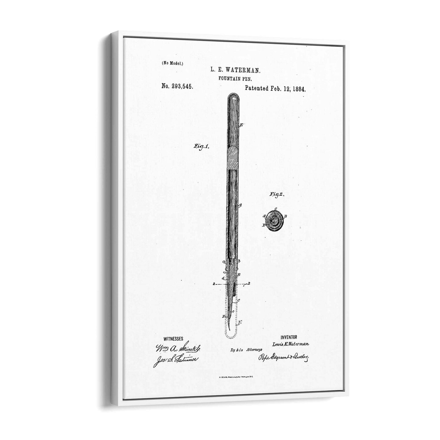 Vintage Fountain Pen Patent Artwork Wall Art #2 - The Affordable Art Company