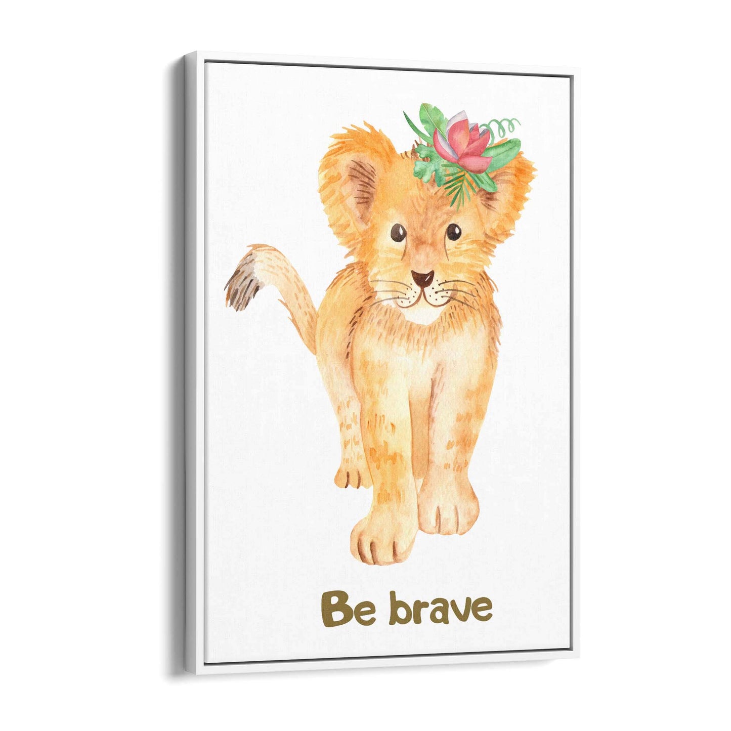 Cartoon Lion "Be Brave" Quote Nursery Wall Art - The Affordable Art Company