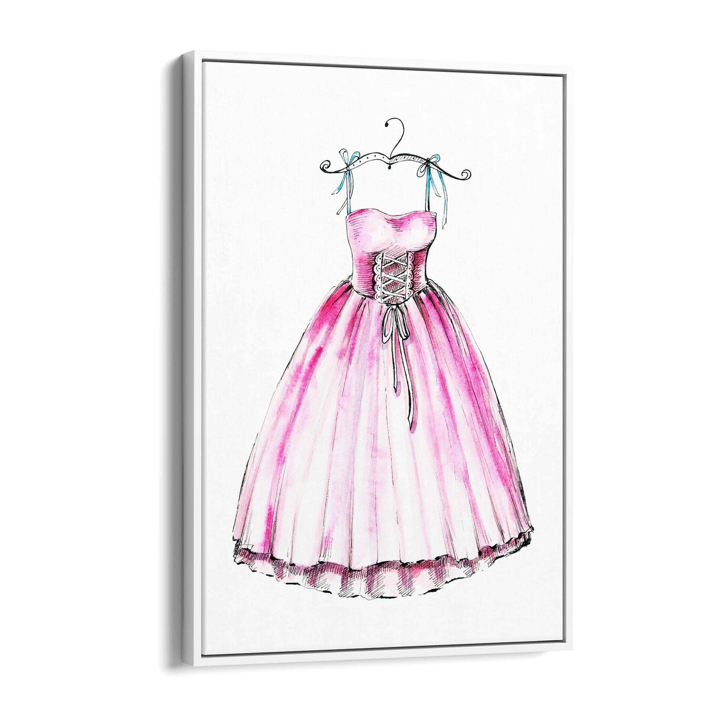 Pink Ballet Dress Girls Bedroom Ballerina Wall Art - The Affordable Art Company