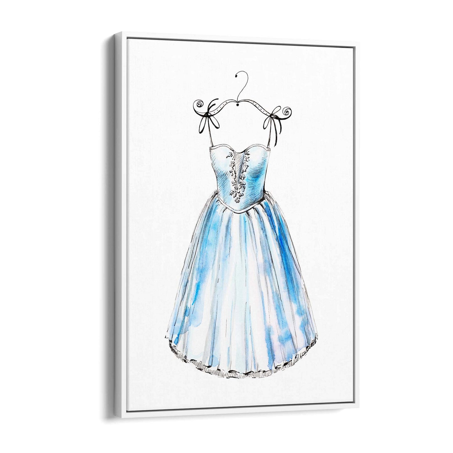 Blue Ballet Dress Girls Bedroom Ballerina Wall Art - The Affordable Art Company