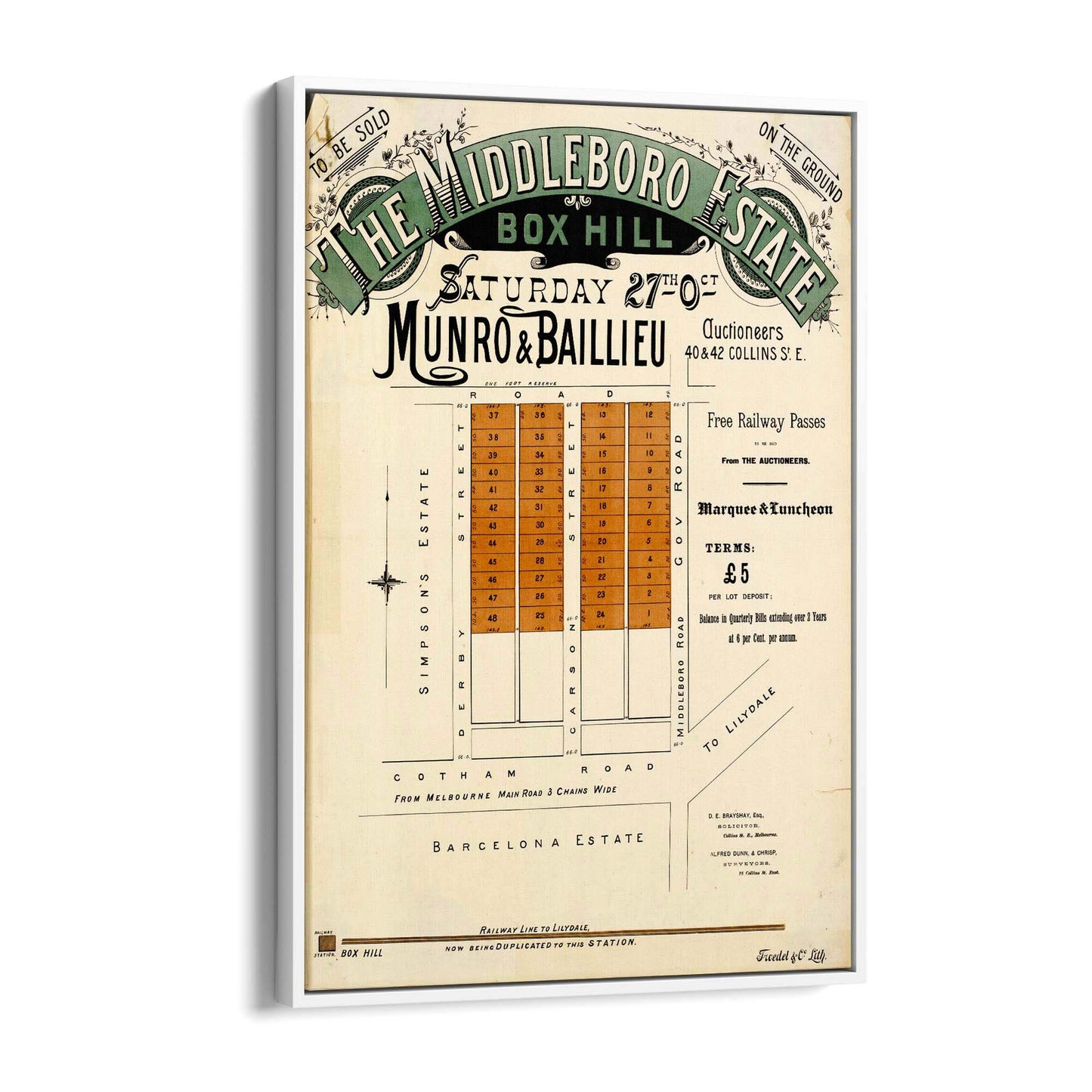 Box Hill Melbourne Vintage Real Estate Advert Art - The Affordable Art Company