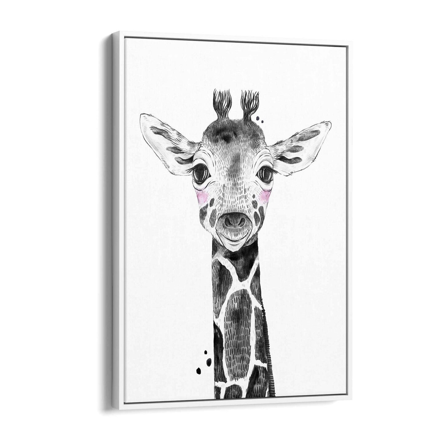 Cute Blushing Baby Giraffe Nursery Animal Wall Art - The Affordable Art Company