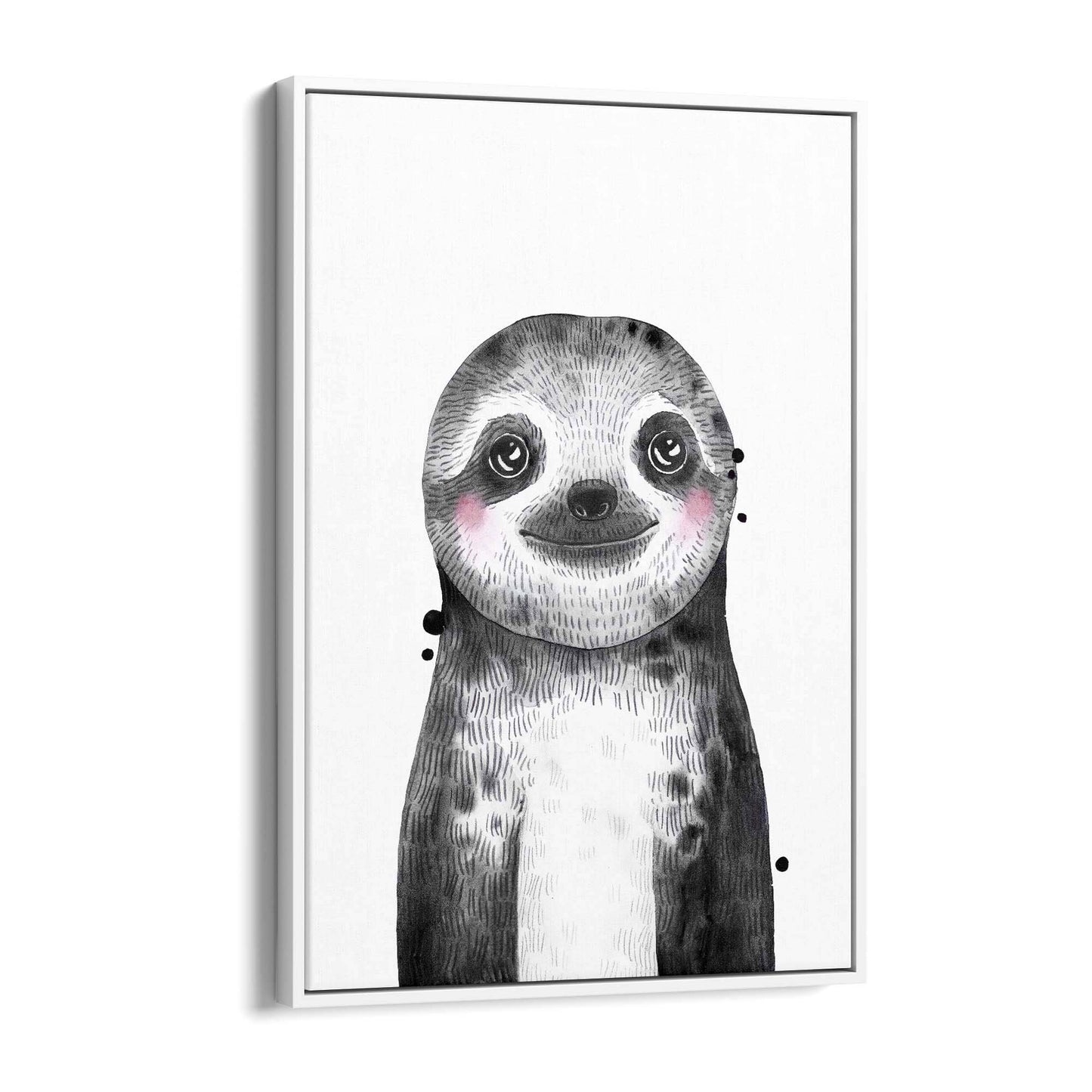 Cute Blushing Baby Sloth Nursery Animal Wall Art - The Affordable Art Company