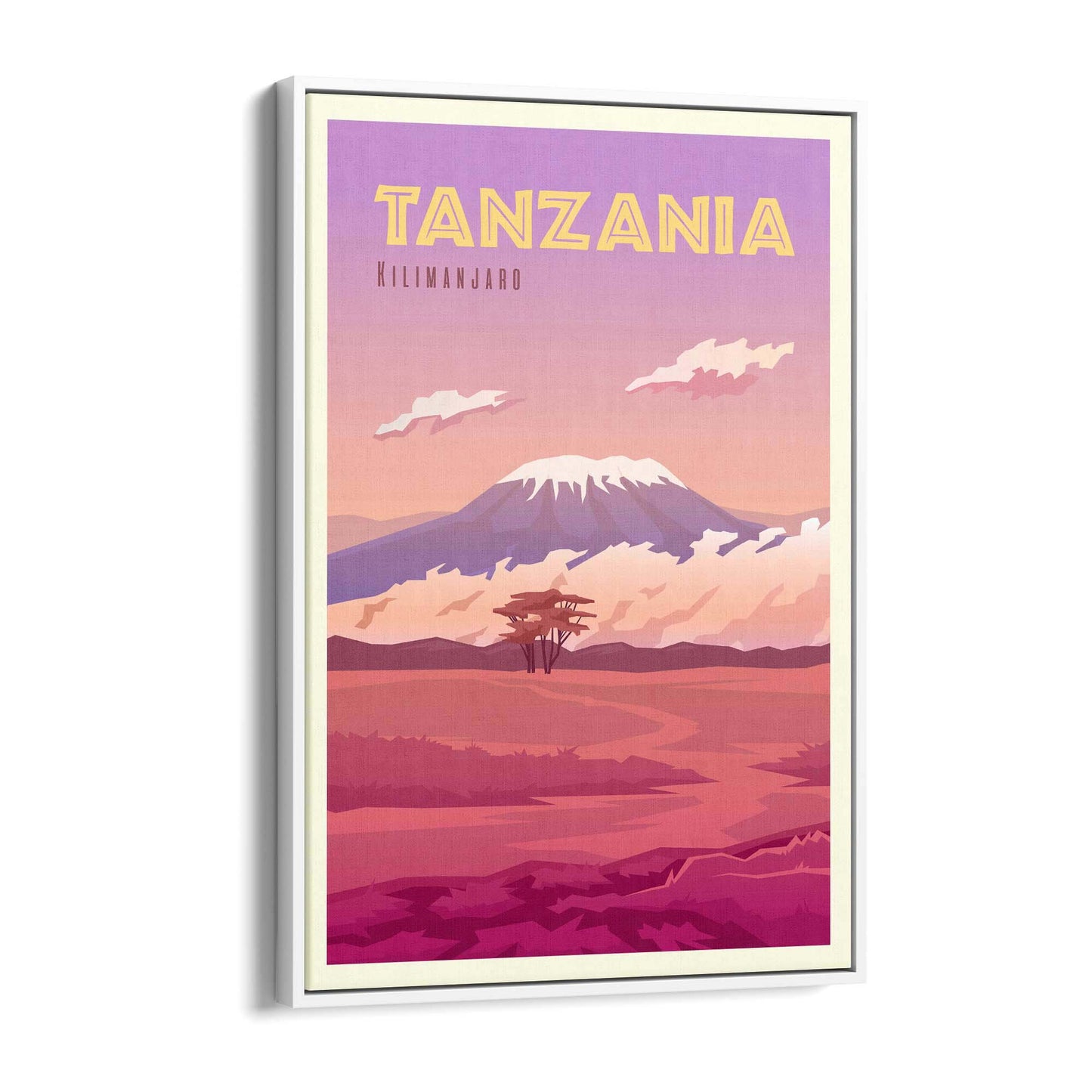 Retro Kilimanjaro, Tanzania Travel Vintage Wall Art - The Affordable Art Company