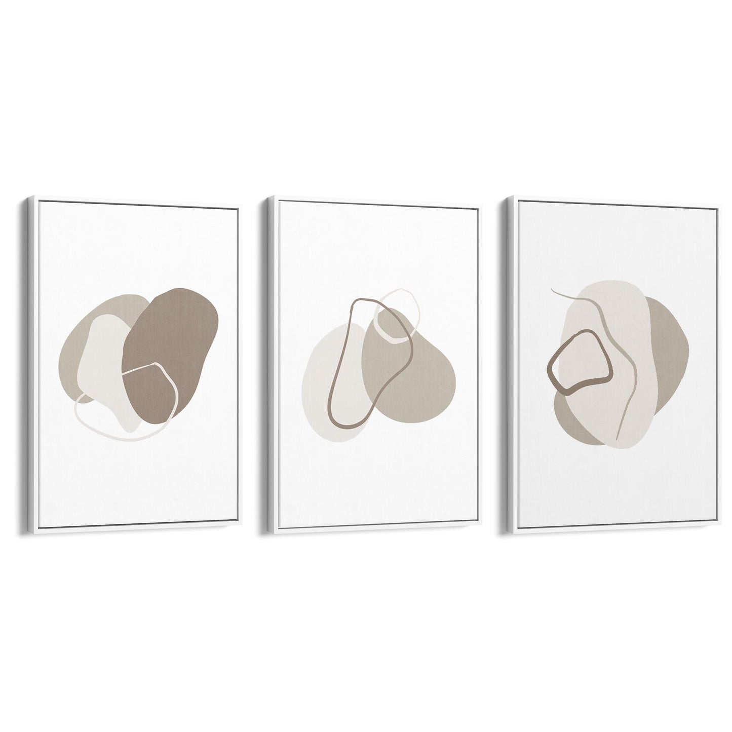 Set of 3 Grey Abstract Shape Wall Art - The Affordable Art Company