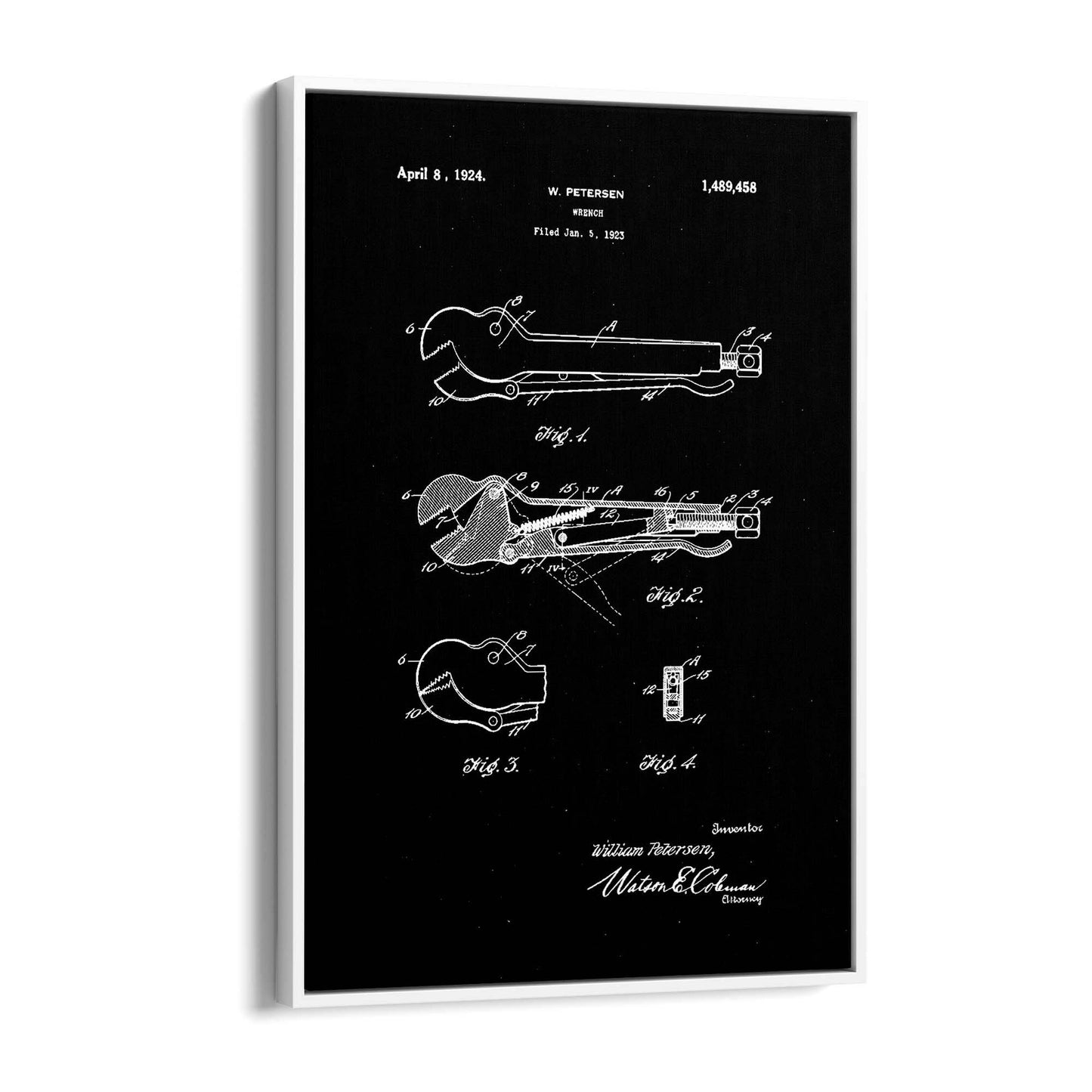 Vintage Wrench Tool Patent Wall Art #1 - The Affordable Art Company