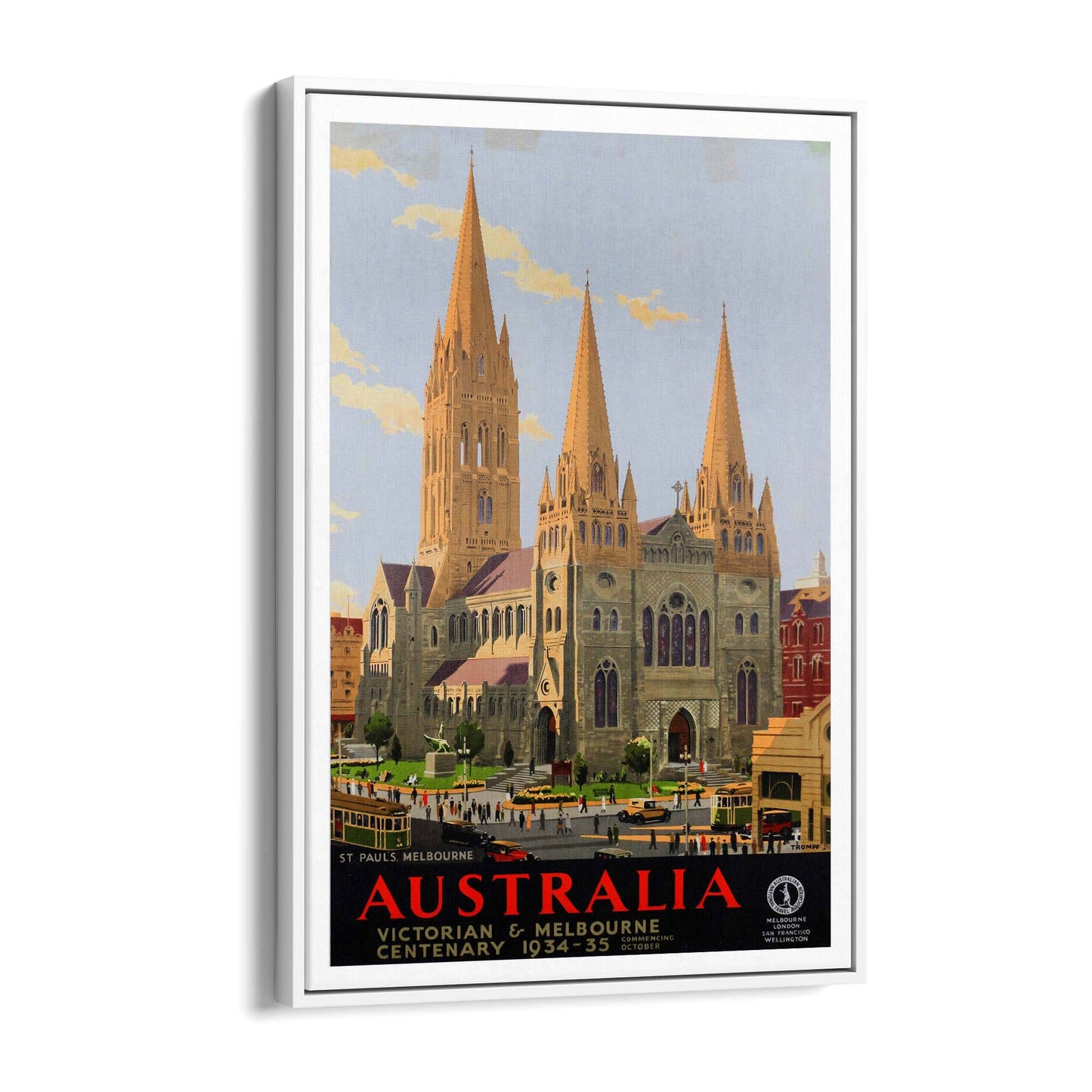 Vintage St Paul's Cathedral Melbourne Advert Art - The Affordable Art Company