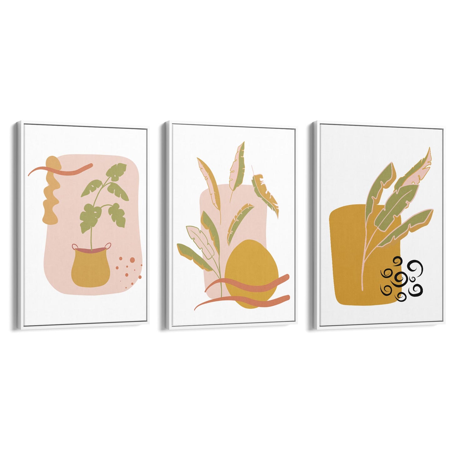 Set of Abstract Minimal Flower Drawings Wall Art - The Affordable Art Company