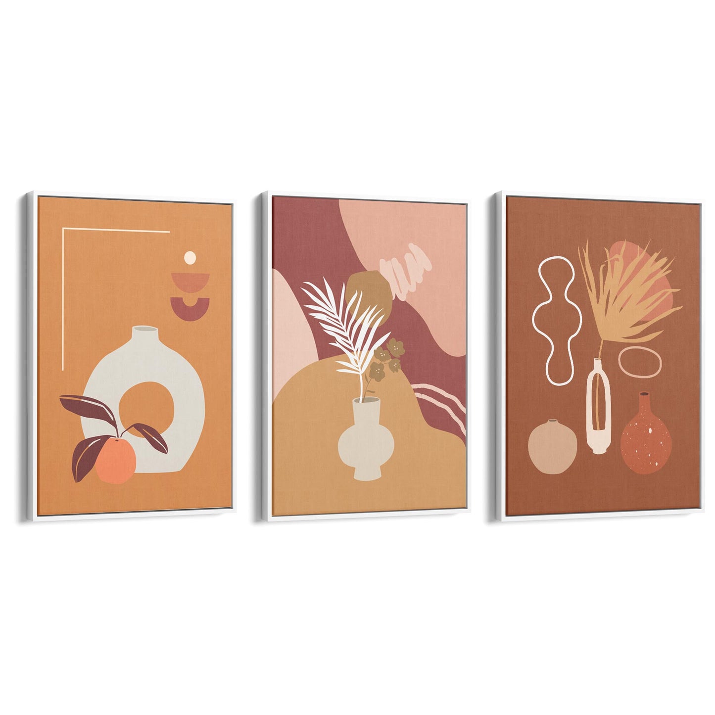 Set of Botanical Abstract Kitchen Hallway Wall Art - The Affordable Art Company