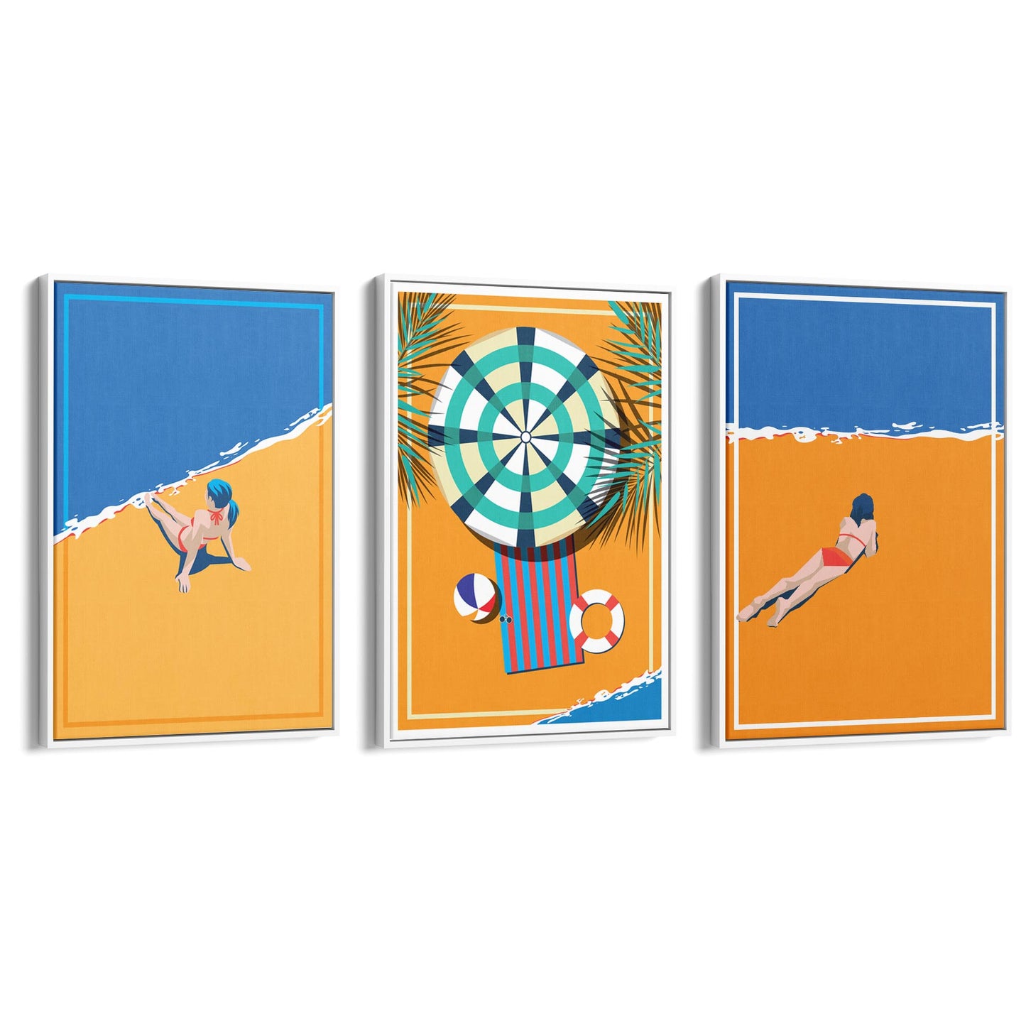 Set of Retro Beach Summer Coastal Wall Art #1 - The Affordable Art Company