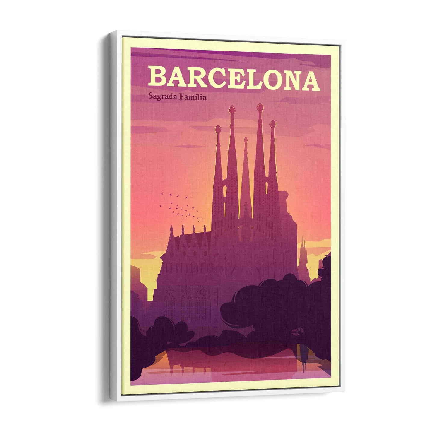 Retro Barcelona Spain Travel Vintage Wall Art - The Affordable Art Company