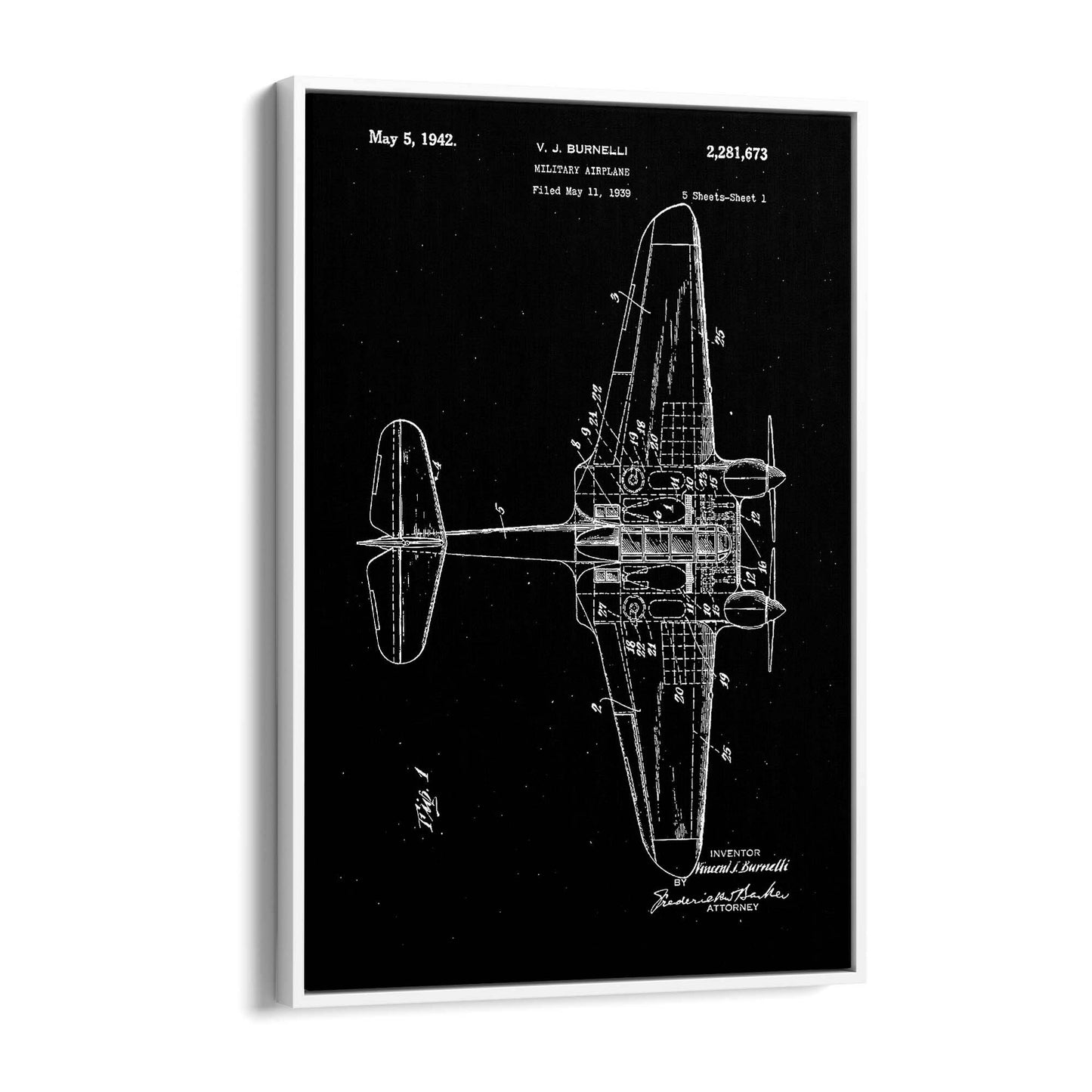 Airplane Patent Vintage Minimal Man Cave Wall Art #4 - The Affordable Art Company