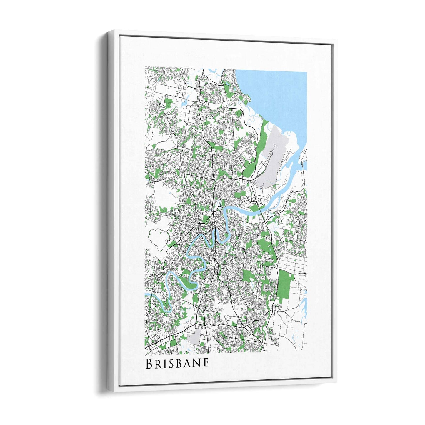 Minimal Brisbane Map Modern Queensland Wall Art - The Affordable Art Company