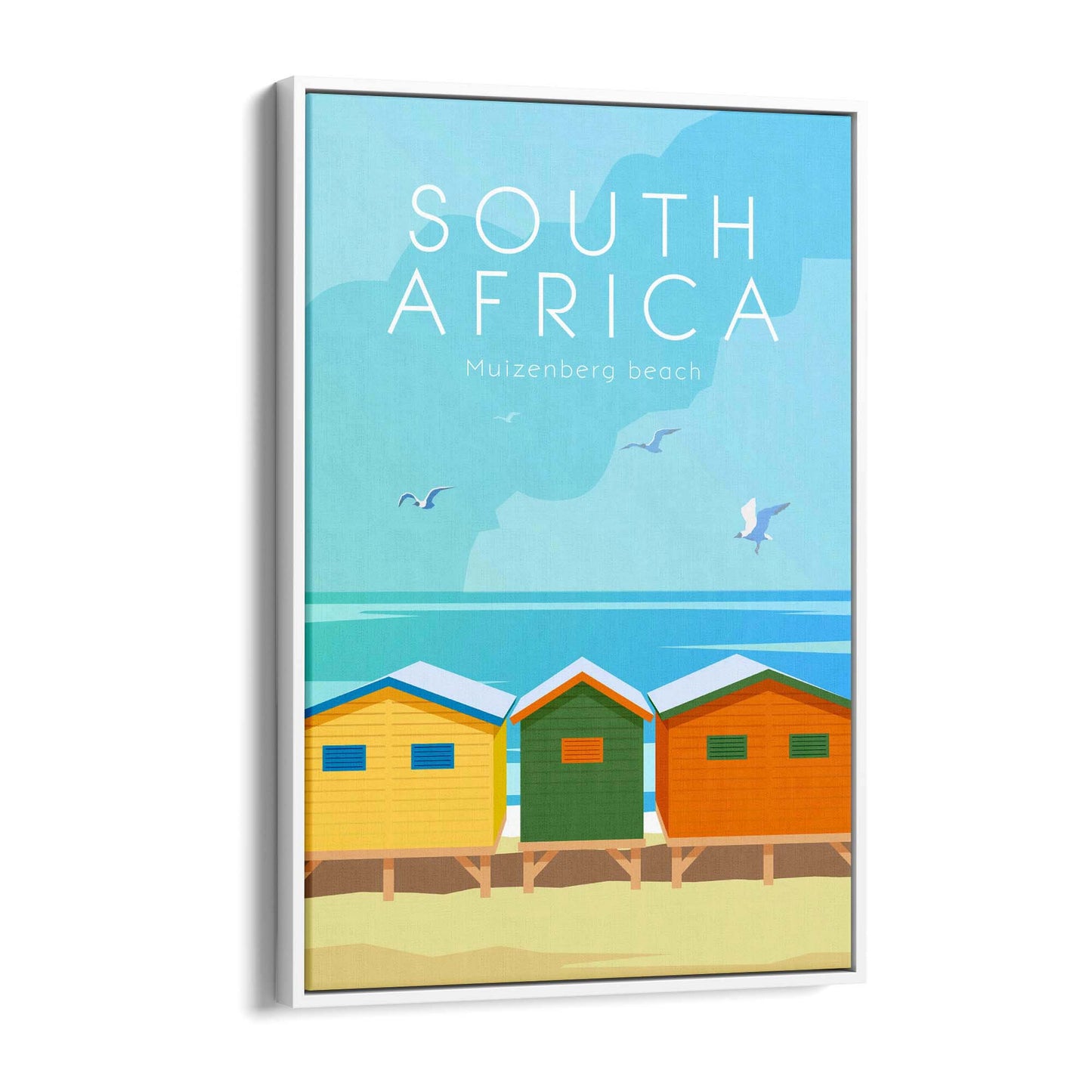 Retro Muizenberg Beach South Africa Wall Art - The Affordable Art Company