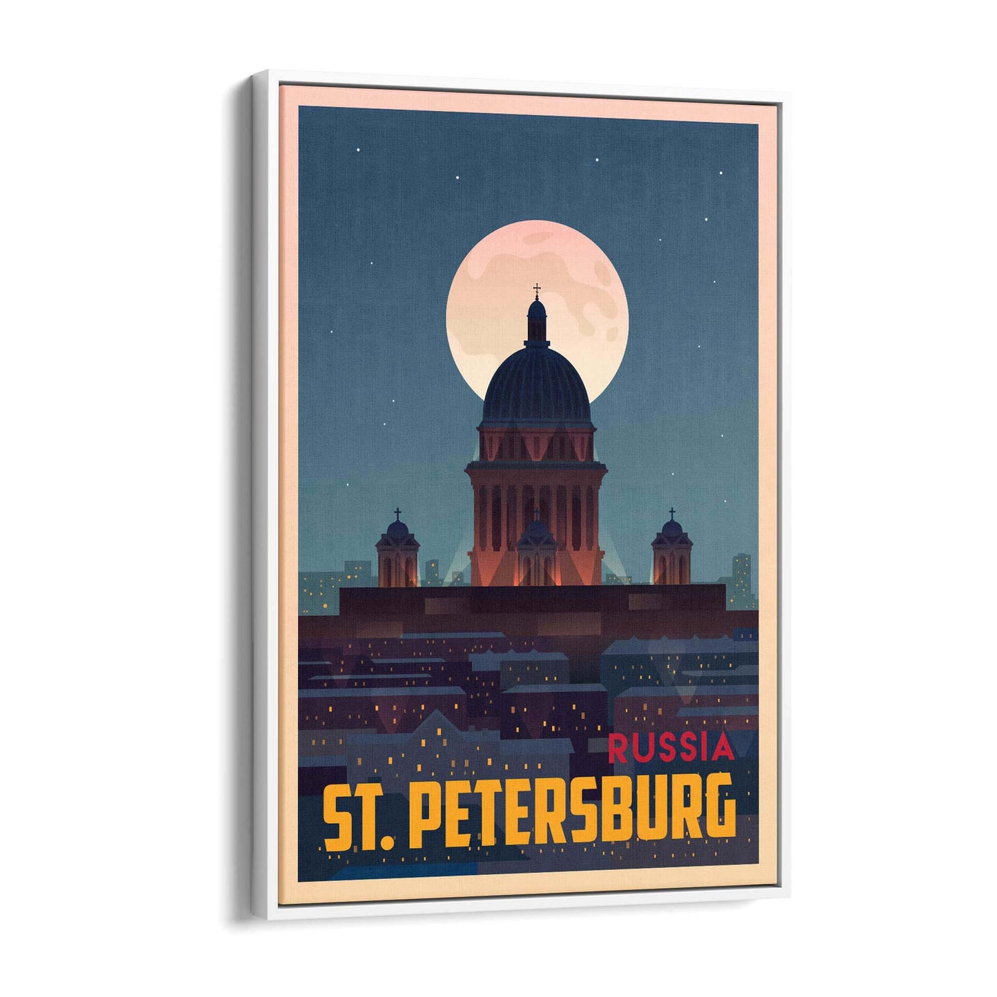 Retro St Petersburg Russia Vintage Travel Wall Art - The Affordable Art Company