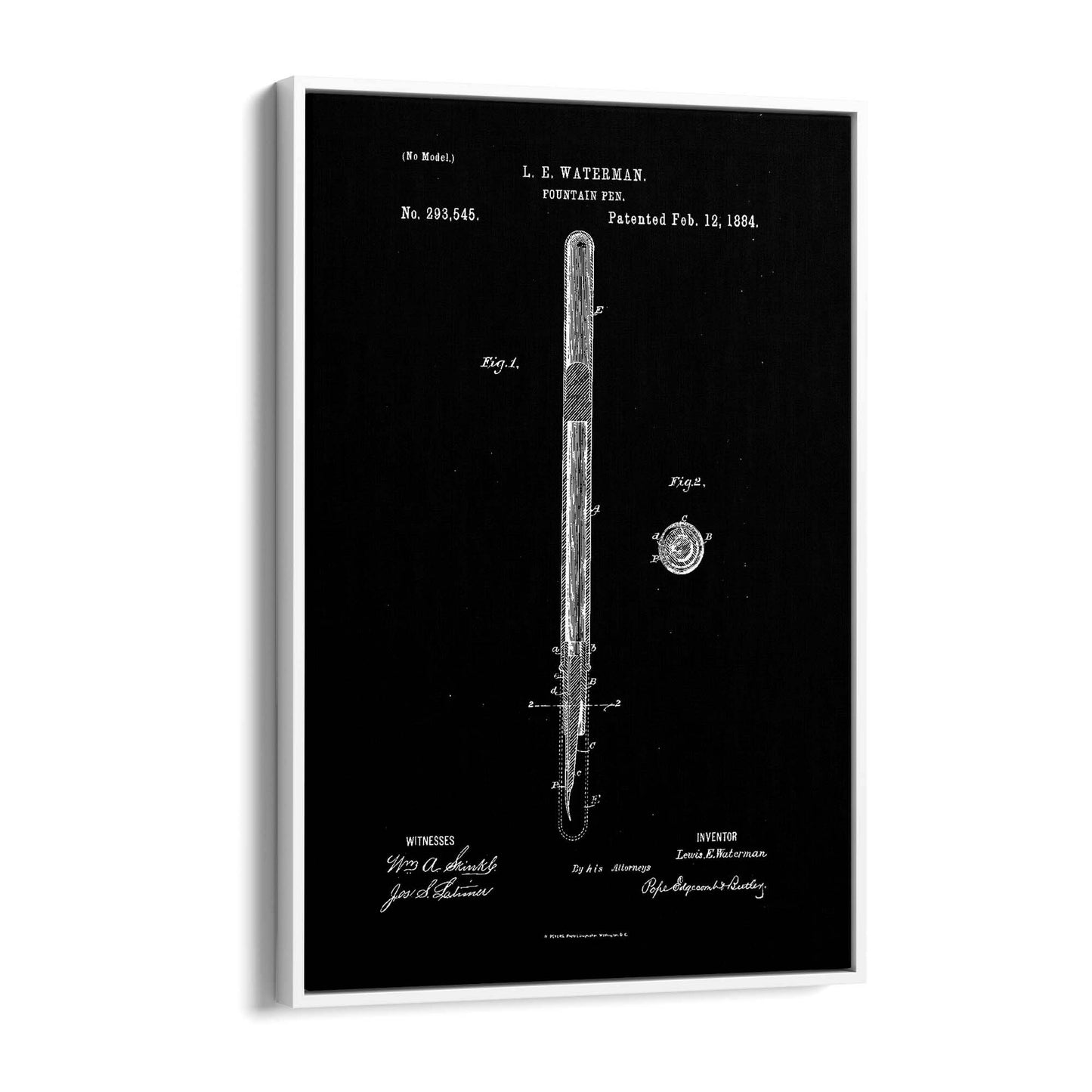 Vintage Fountain Pen Patent Artwork Wall Art #1 - The Affordable Art Company