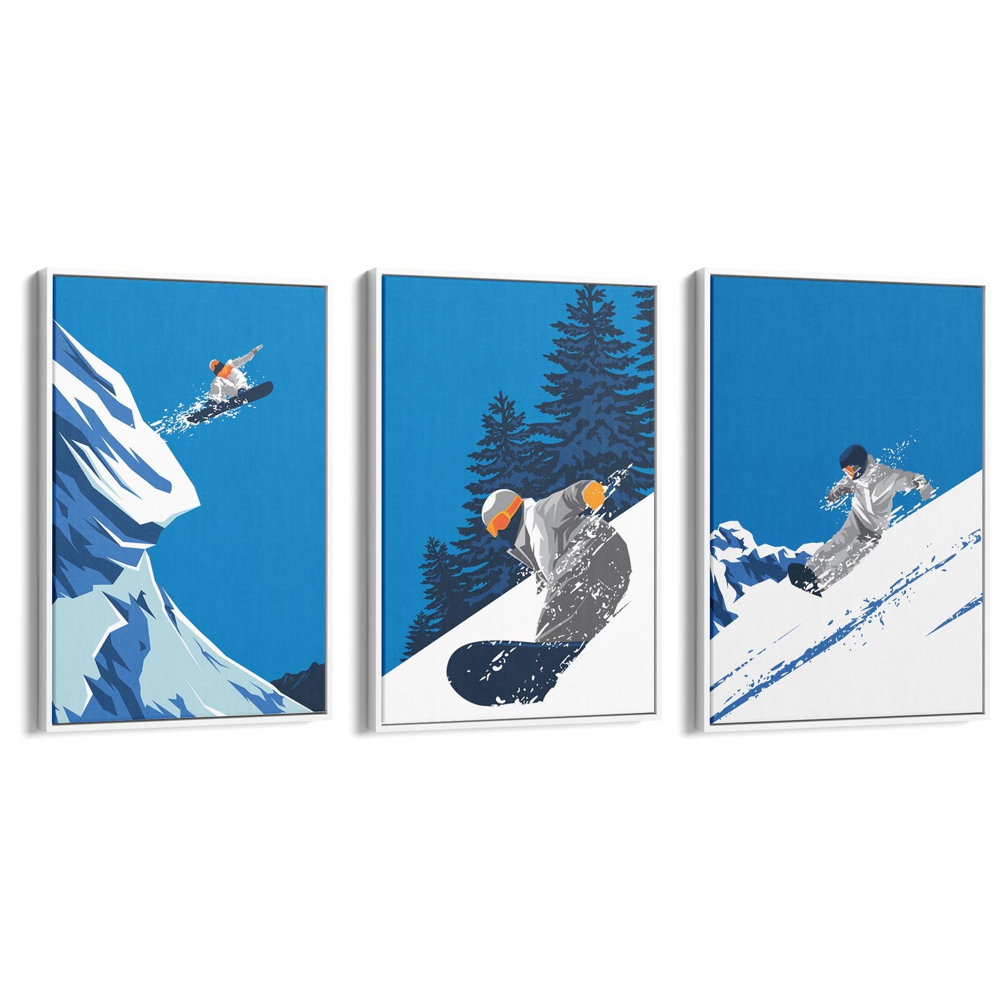 Set of Retro Snowboard Snow Ski Winter Wall Art - The Affordable Art Company