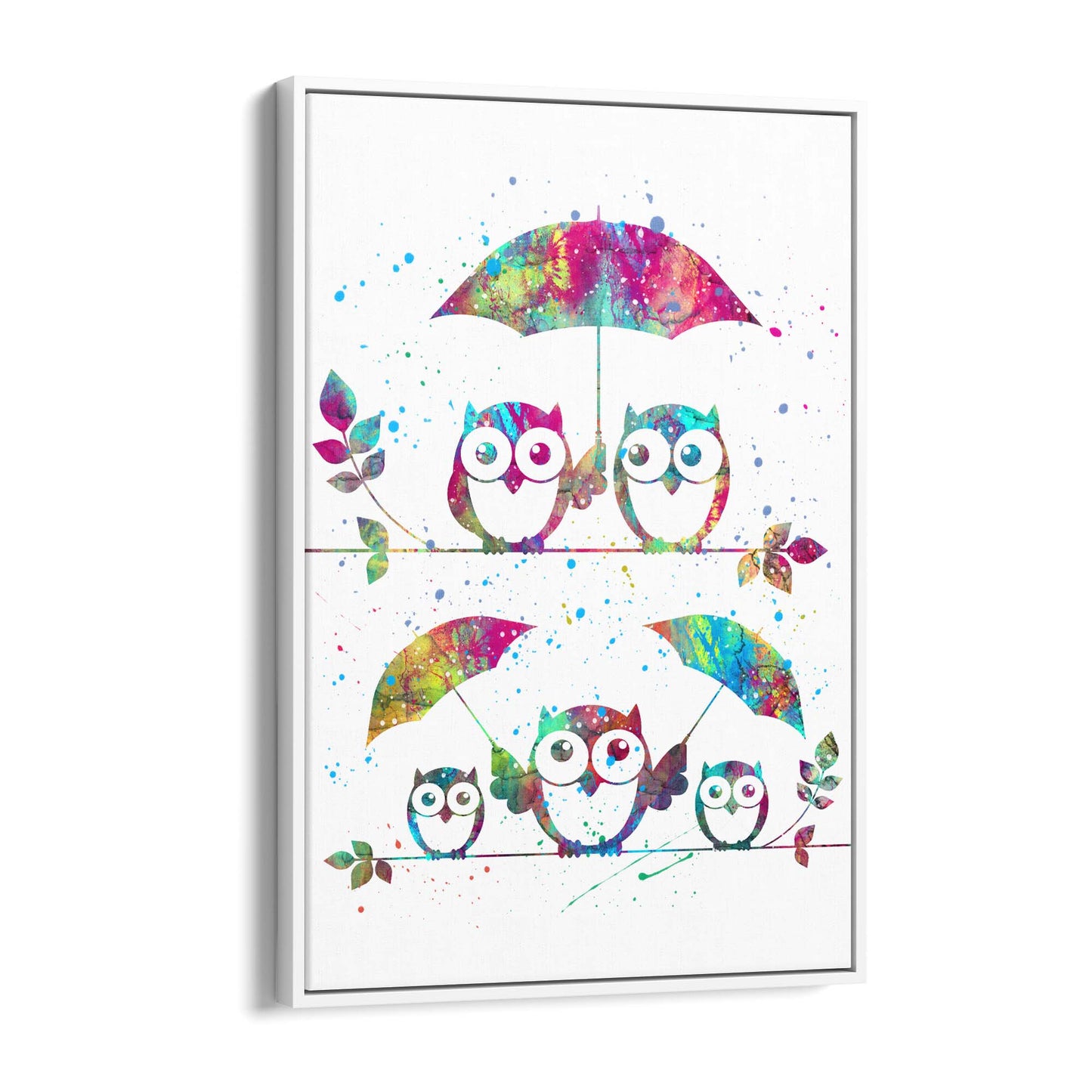 Owl Painting Portrait Minimal Black Wall Art #2 - The Affordable Art Company