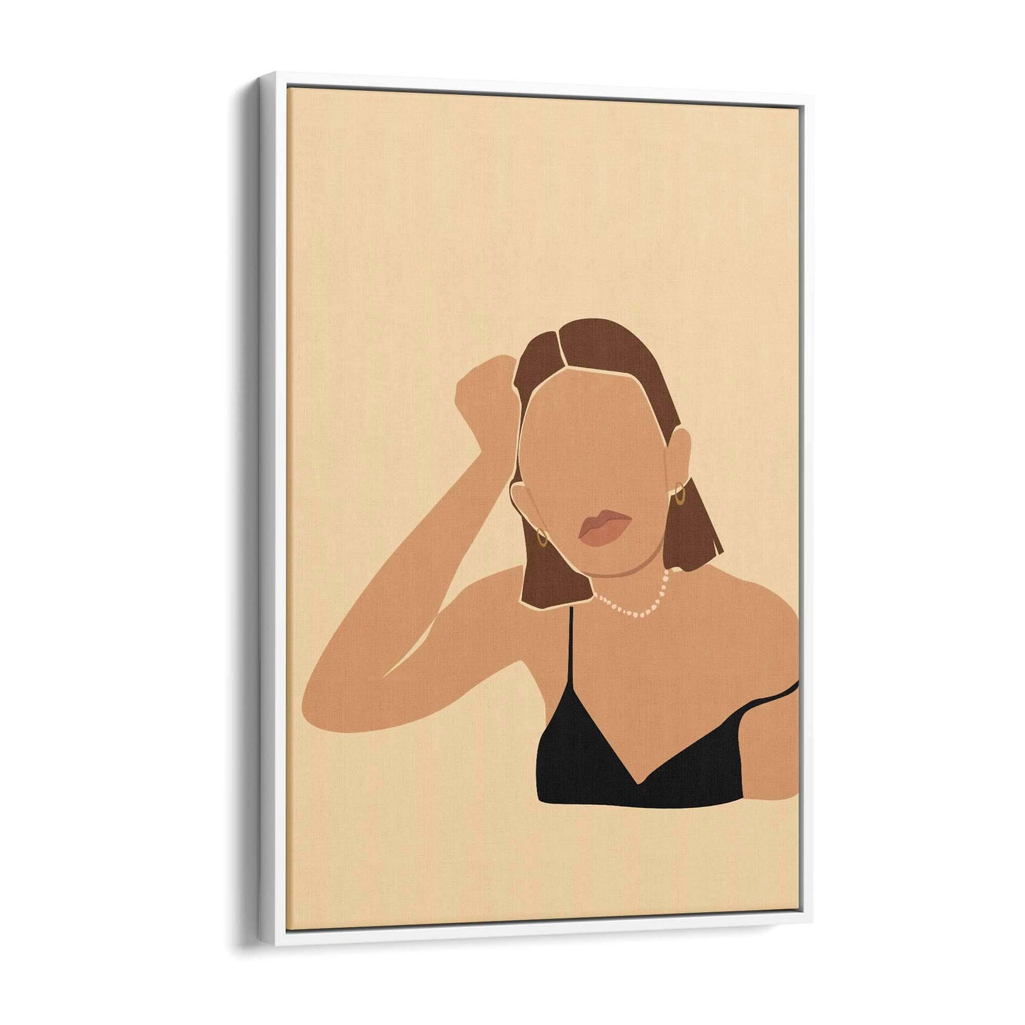 Abstract Brunette Girl Fashion Bedroom Wall Art - The Affordable Art Company