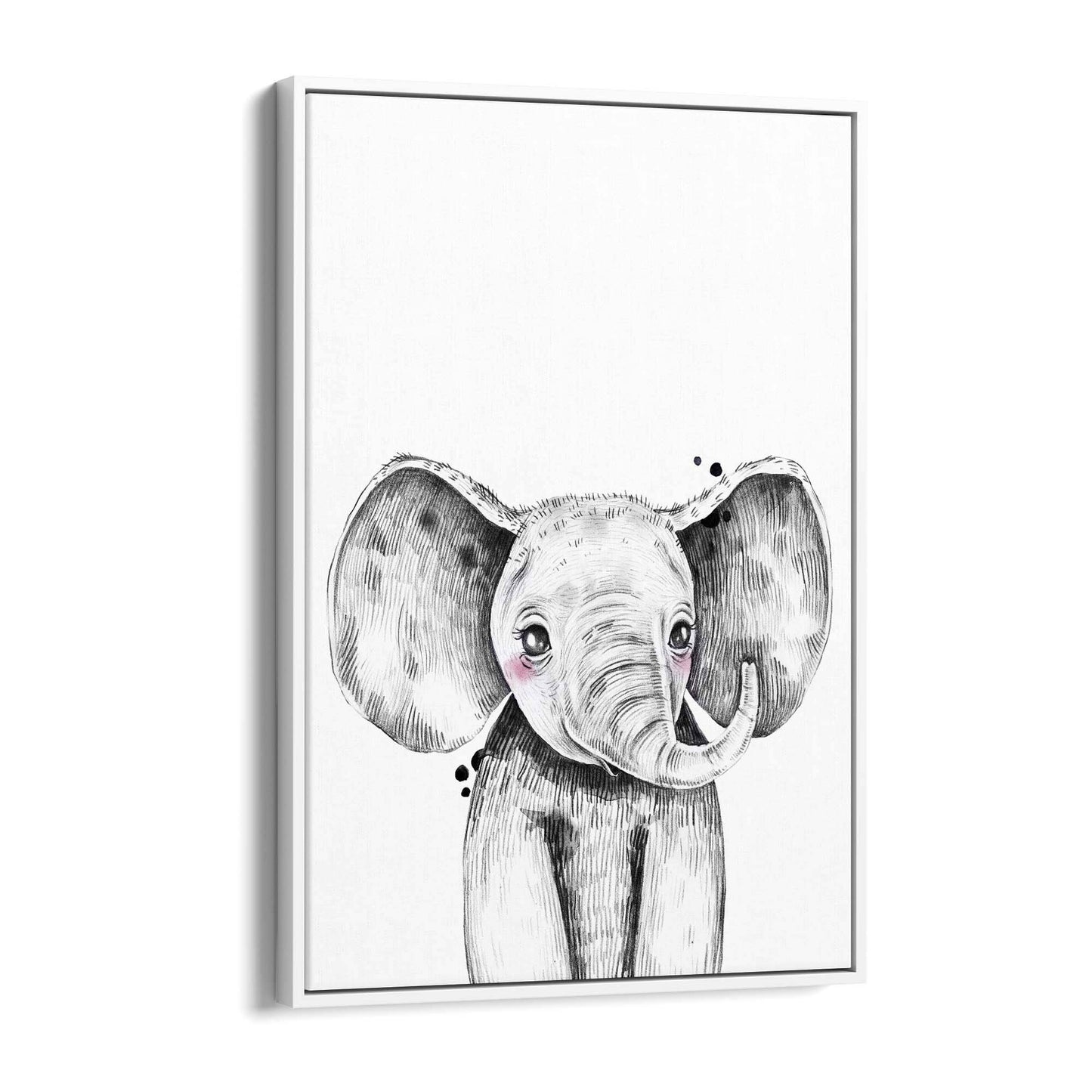 Cute Blushing Baby Elephant Nursery Animal Wall Art - The Affordable Art Company