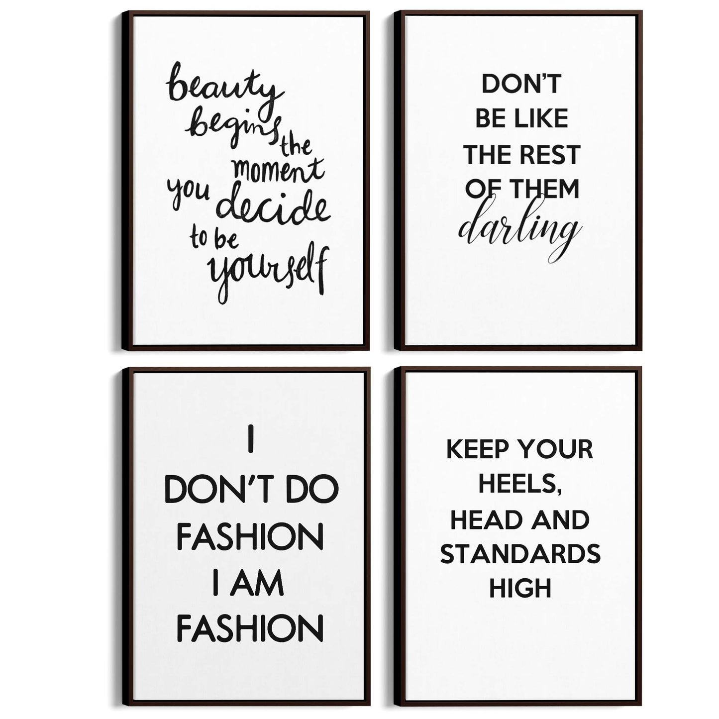 Set of 4 Inspirational Fashion Quotes Bedroom Wall Art - The Affordable Art Company