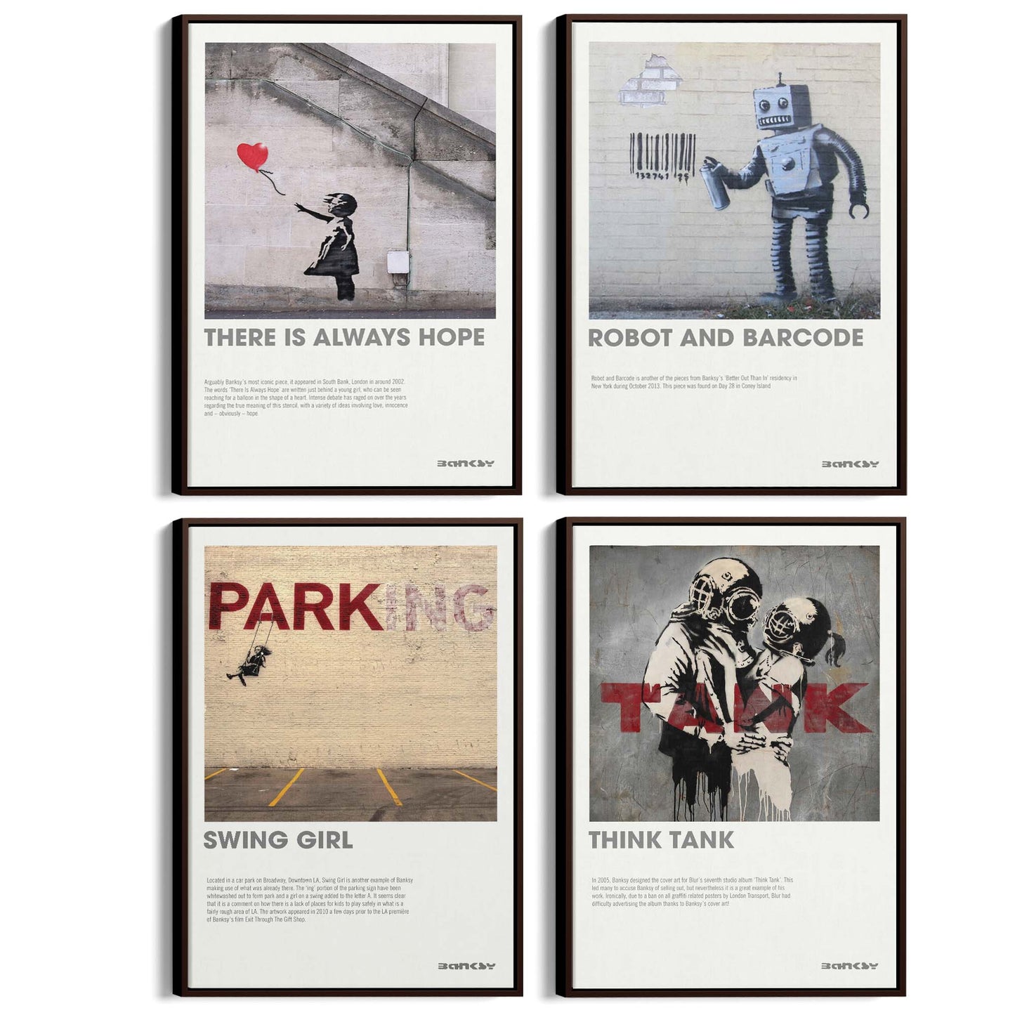 Set of 4 Banksy Graffiti Gallery Style Urban Street Wall Art - The Affordable Art Company