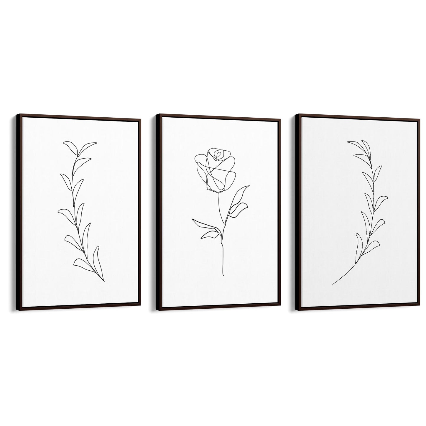 Set of Minimal Flower Line Drawings Wall Art #3 - The Affordable Art Company