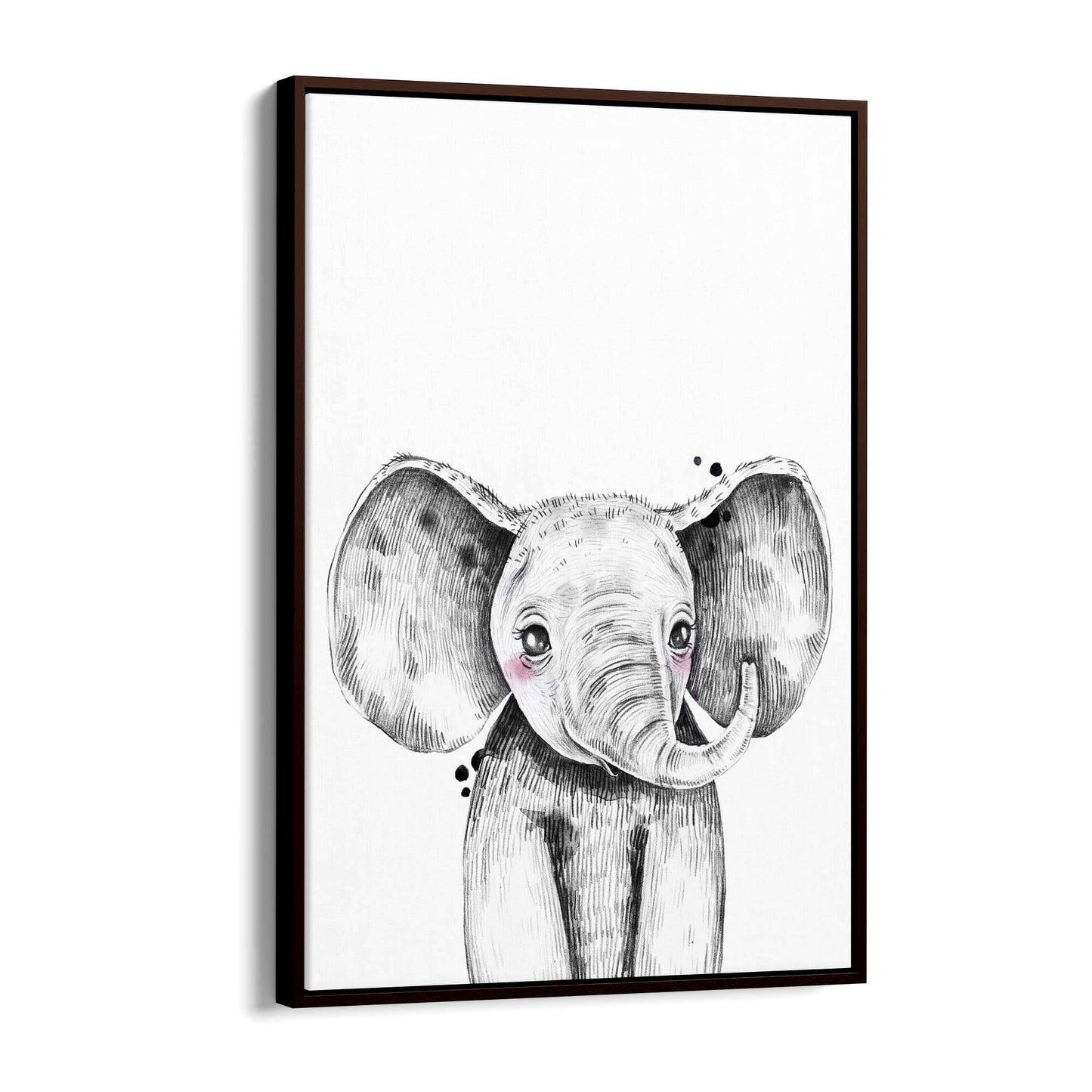 Cute Blushing Baby Elephant Nursery Animal Wall Art - The Affordable Art Company