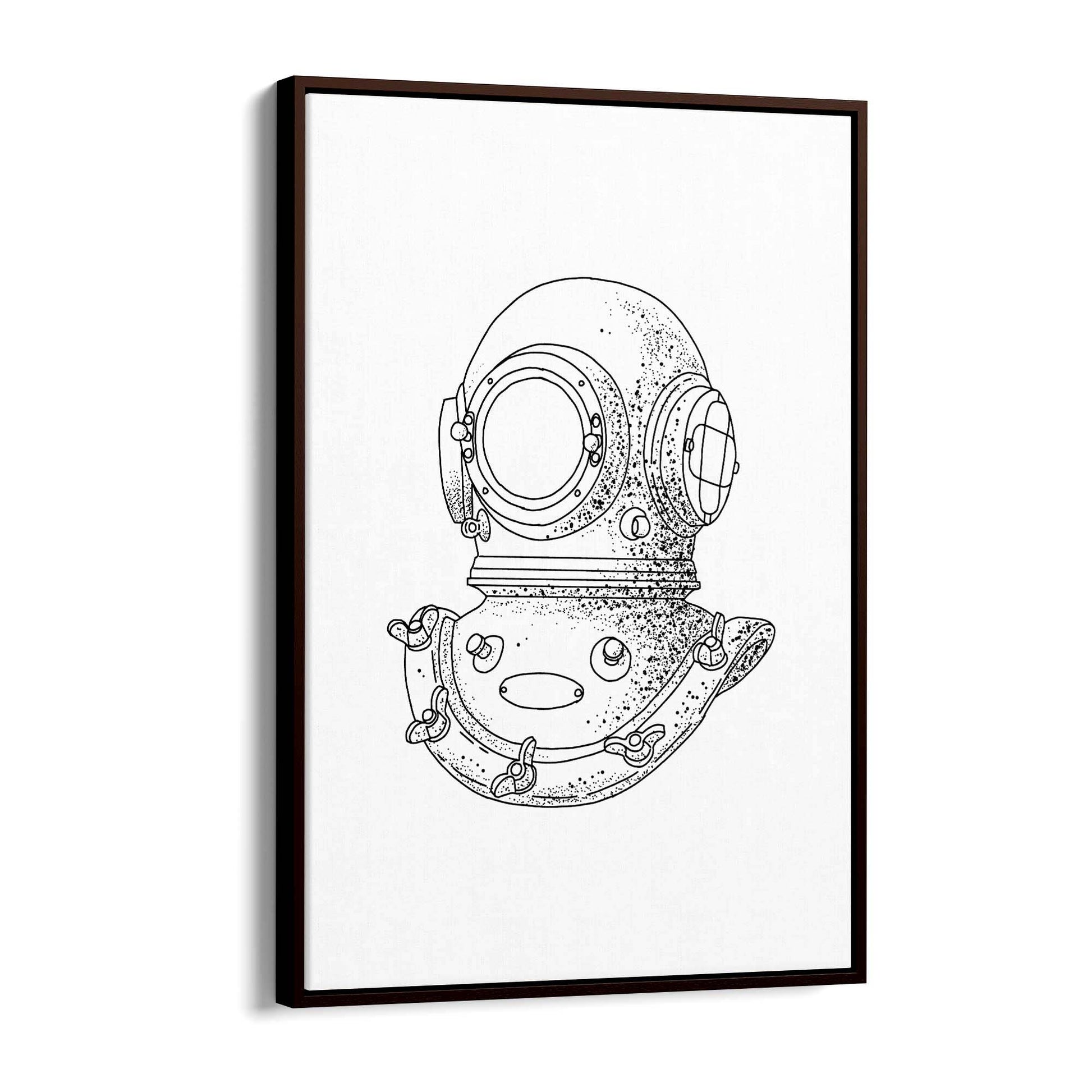 Diving Helmet Drawing Nautical Coastal Wall Art #1 - The Affordable Art Company