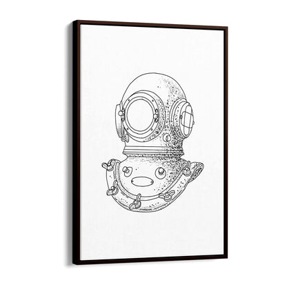 Diving Helmet Drawing Nautical Coastal Wall Art #1 - The Affordable Art Company