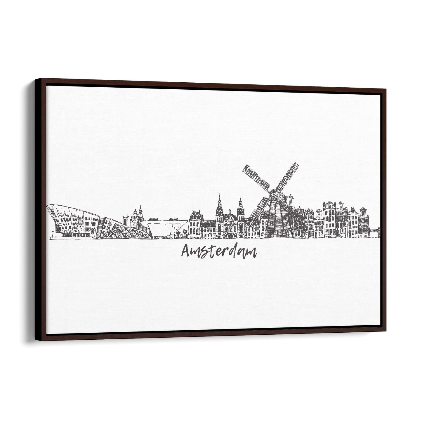 Amsterdam Drawing Travel Minimal Wall Art - The Affordable Art Company