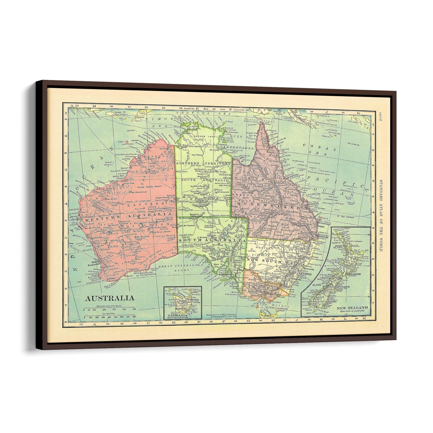 Vintage Australia Old Map Wall Art - The Affordable Art Company