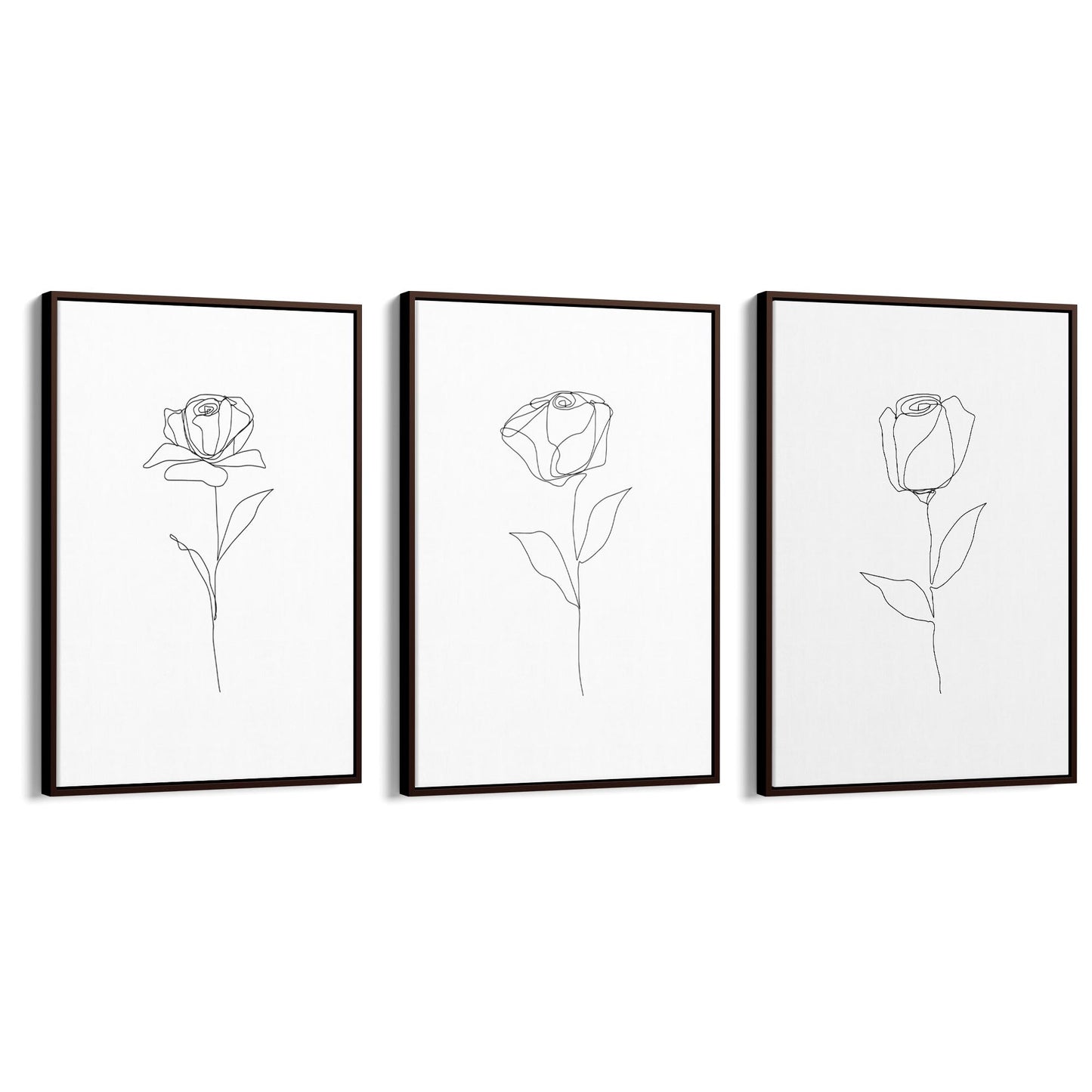 Set of Minimal Flower Line Drawings Wall Art #1 - The Affordable Art Company