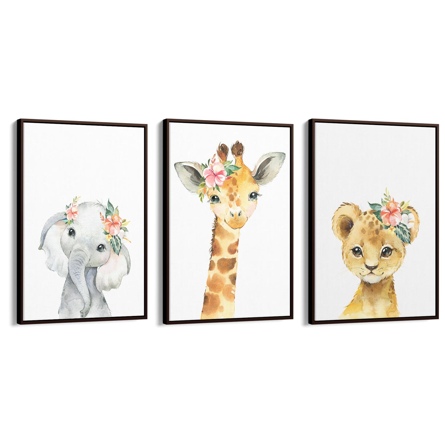 Set of Cute Baby Safari Animals Nursery Wall Art #3 - The Affordable Art Company