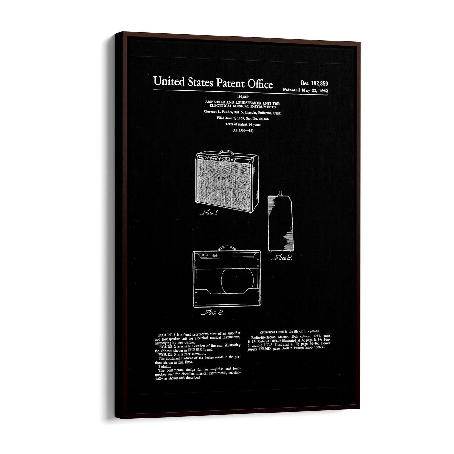 Vintage Music Amp Black Patent Gift Wall Art #1 - The Affordable Art Company
