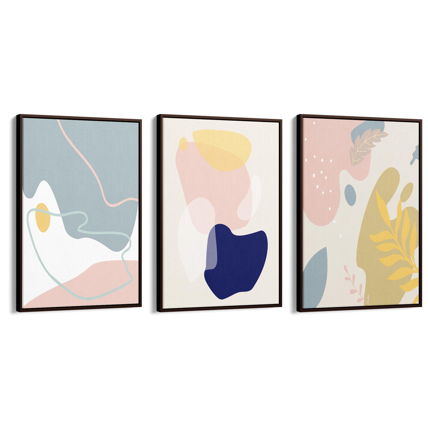 Set of Minimal Calm Abstract Shape Wall Art #1 - The Affordable Art Company