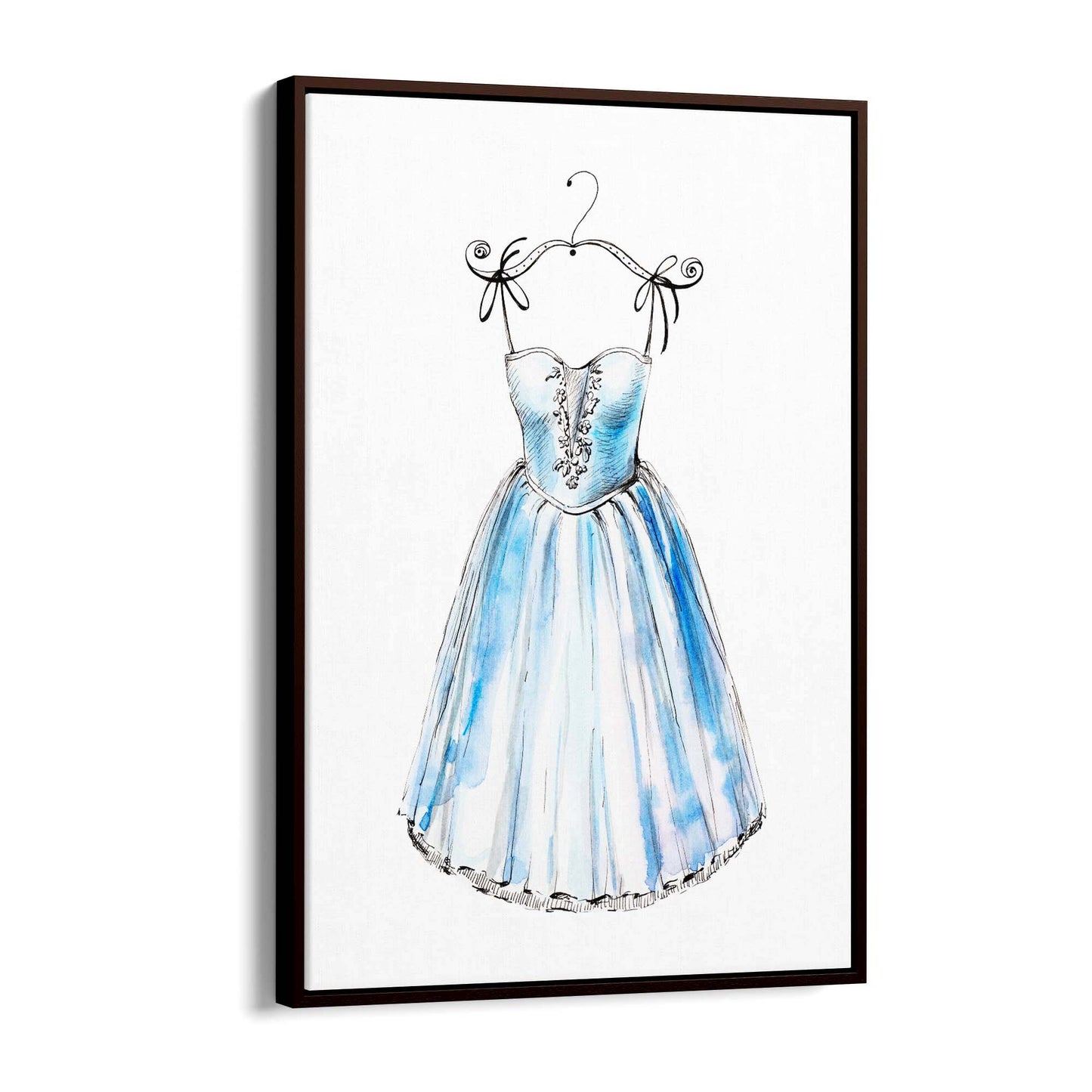 Blue Ballet Dress Girls Bedroom Ballerina Wall Art - The Affordable Art Company