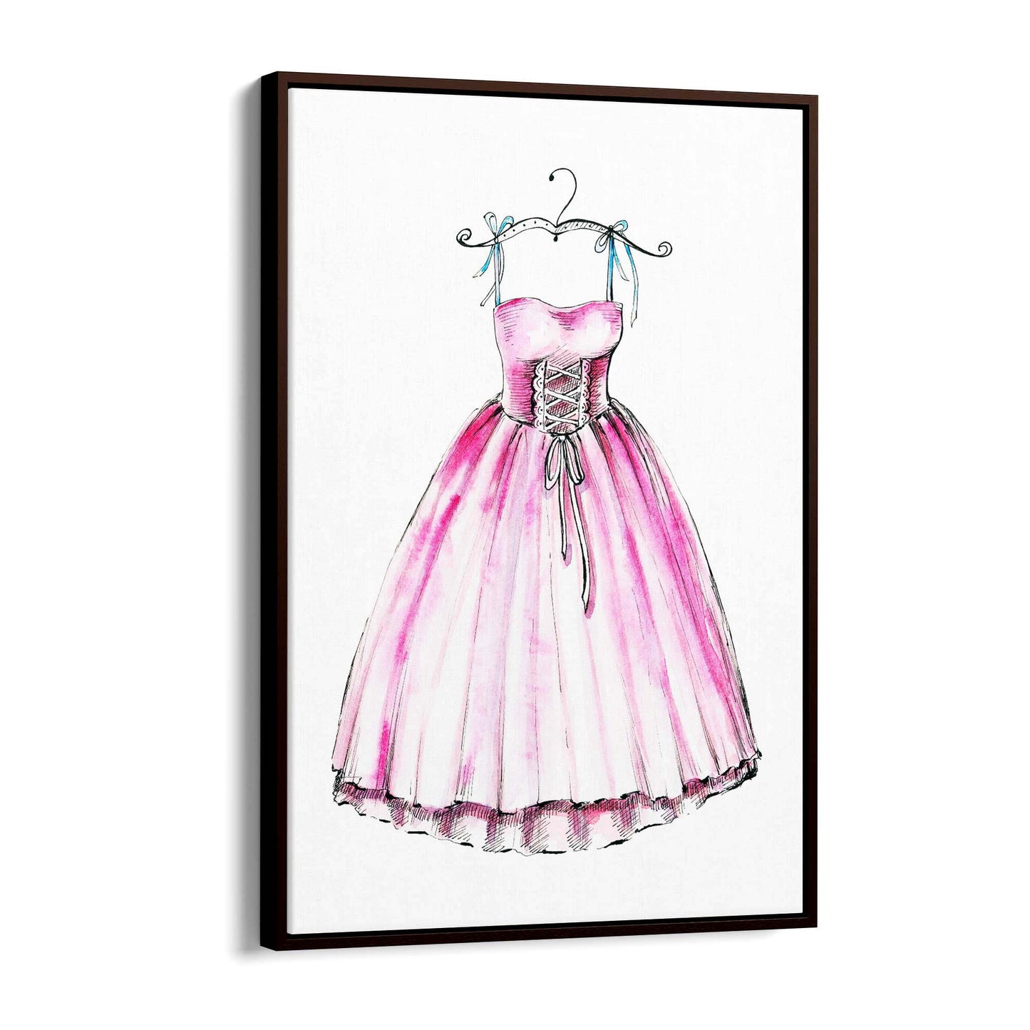 Pink Ballet Dress Girls Bedroom Ballerina Wall Art - The Affordable Art Company