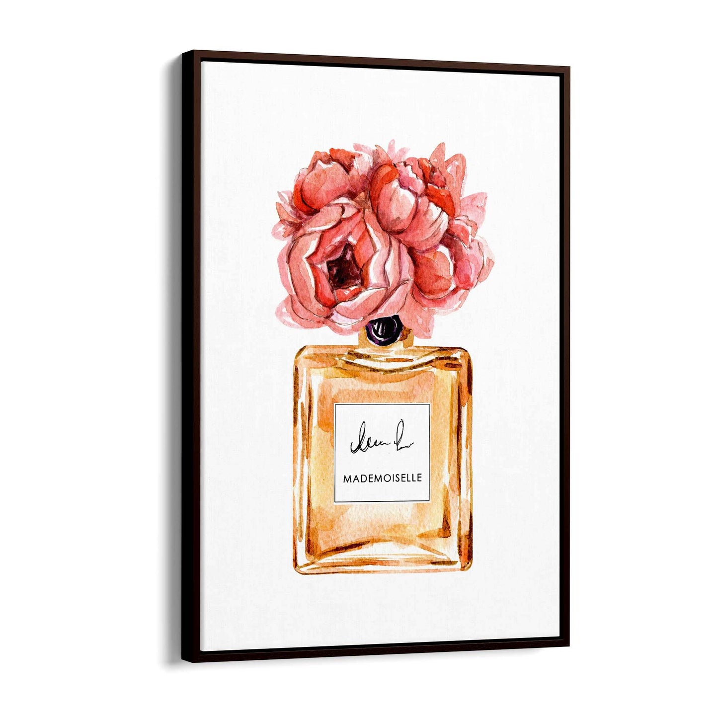 Peach Floral Perfume Bottle Fashion Wall Art #1 - The Affordable Art Company