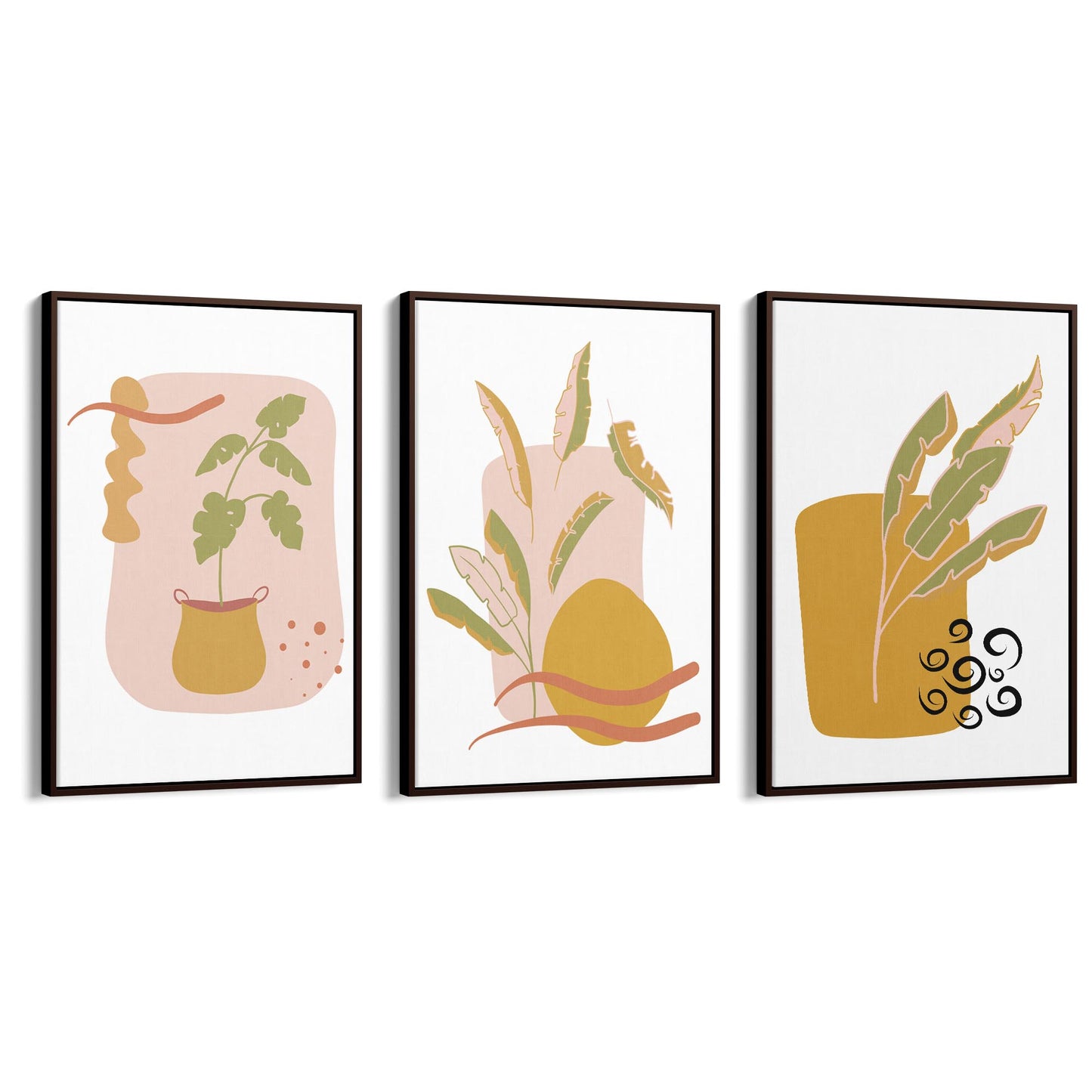 Set of Abstract Minimal Flower Drawings Wall Art - The Affordable Art Company