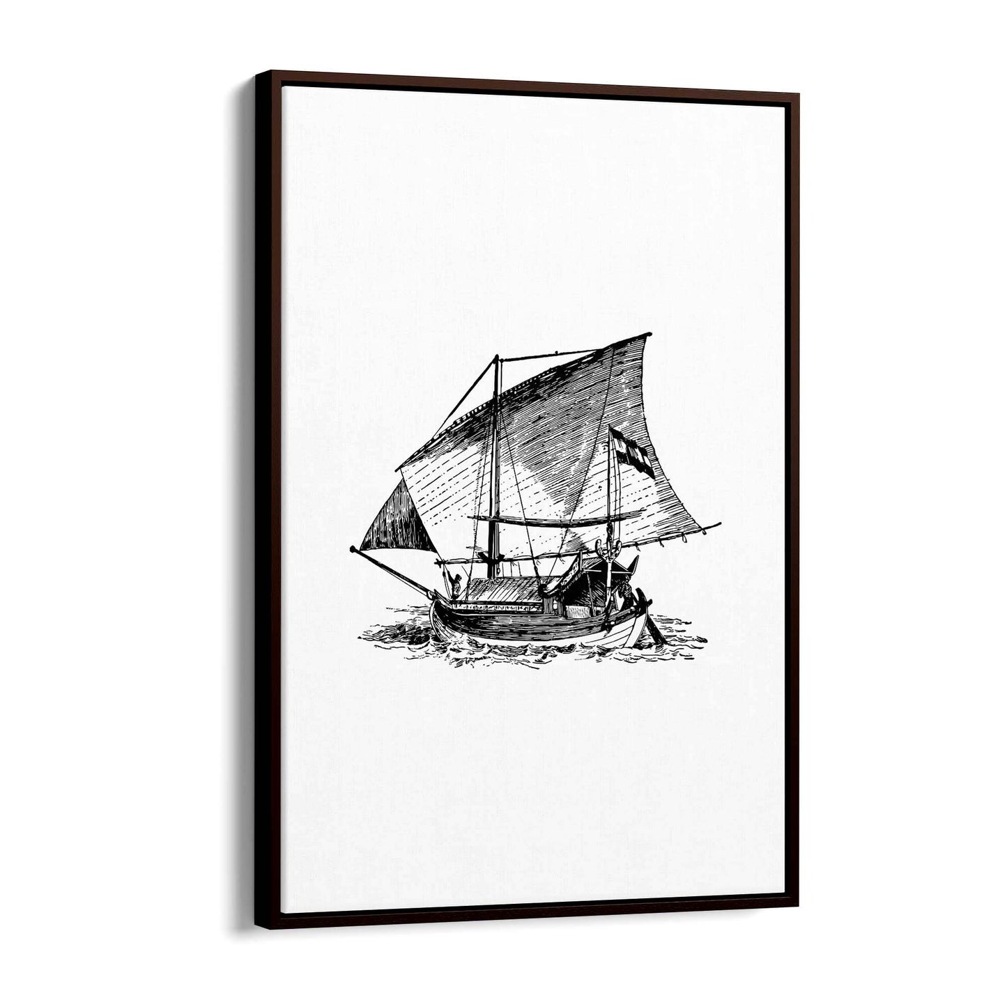 Sail Boat Coastal Drawing Nautical Coast Wall Art #1 - The Affordable Art Company
