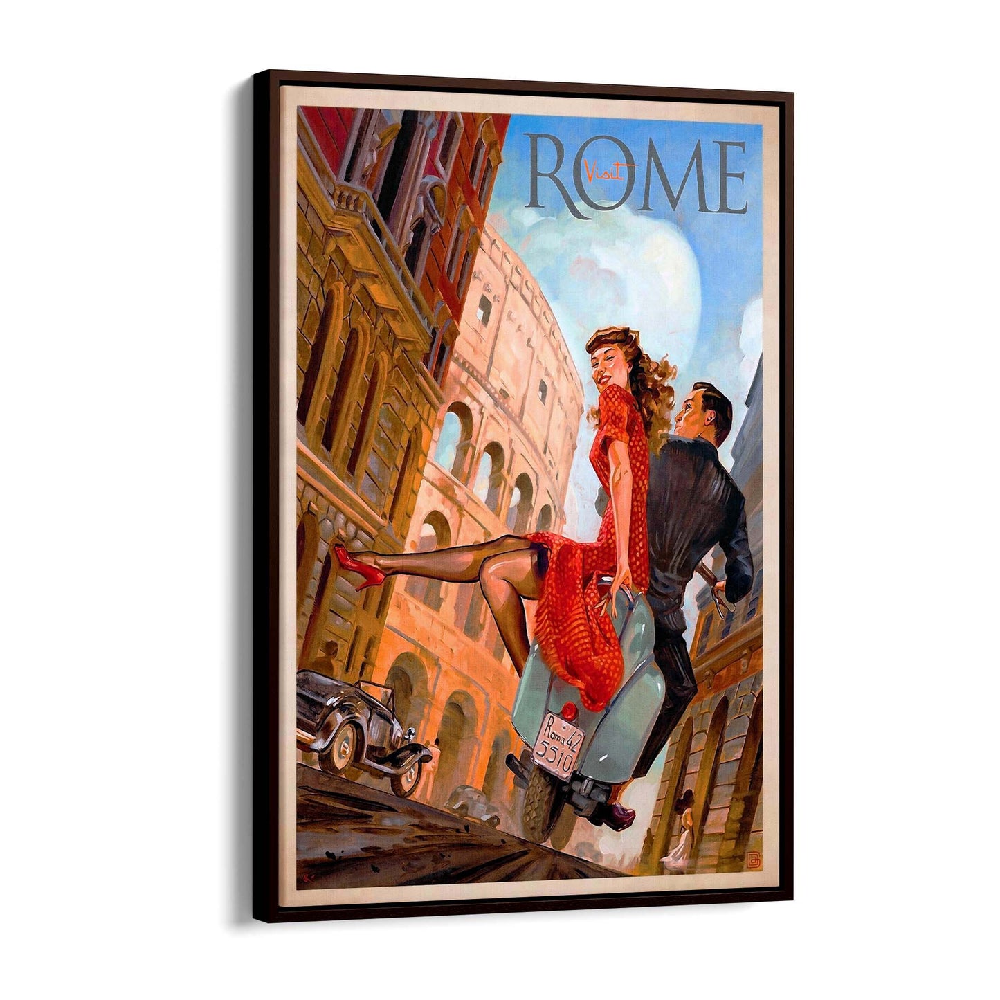 Visit Rome Italy Vintage Italian Romantic Wall Art - The Affordable Art Company