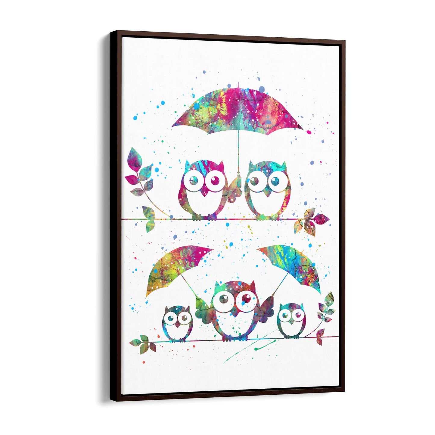 Owl Painting Portrait Minimal Black Wall Art #2 - The Affordable Art Company