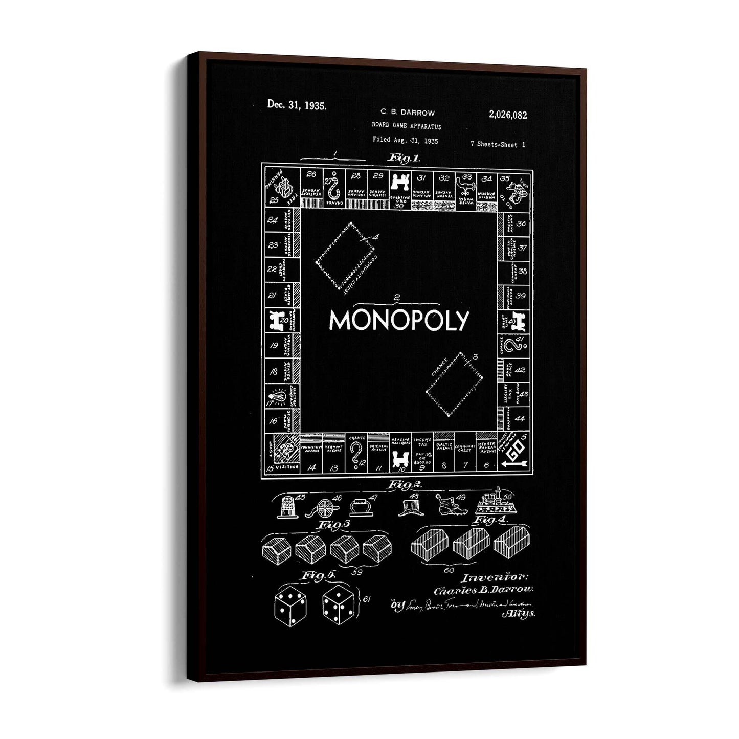 Vintage Monopoly Patent Black Patent Wall Art #1 - The Affordable Art Company