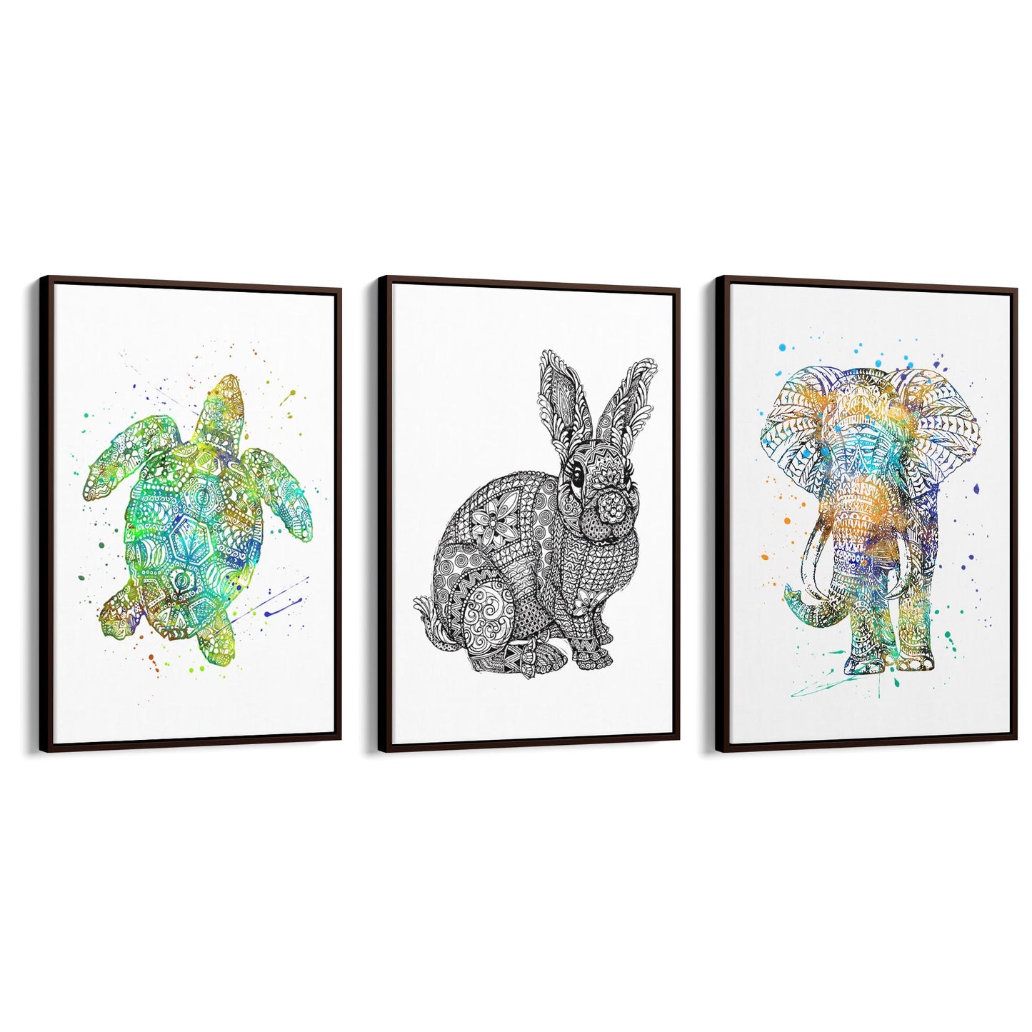 Set of Animal Mandala Pattern Abstract Wall Art #2 - The Affordable Art Company
